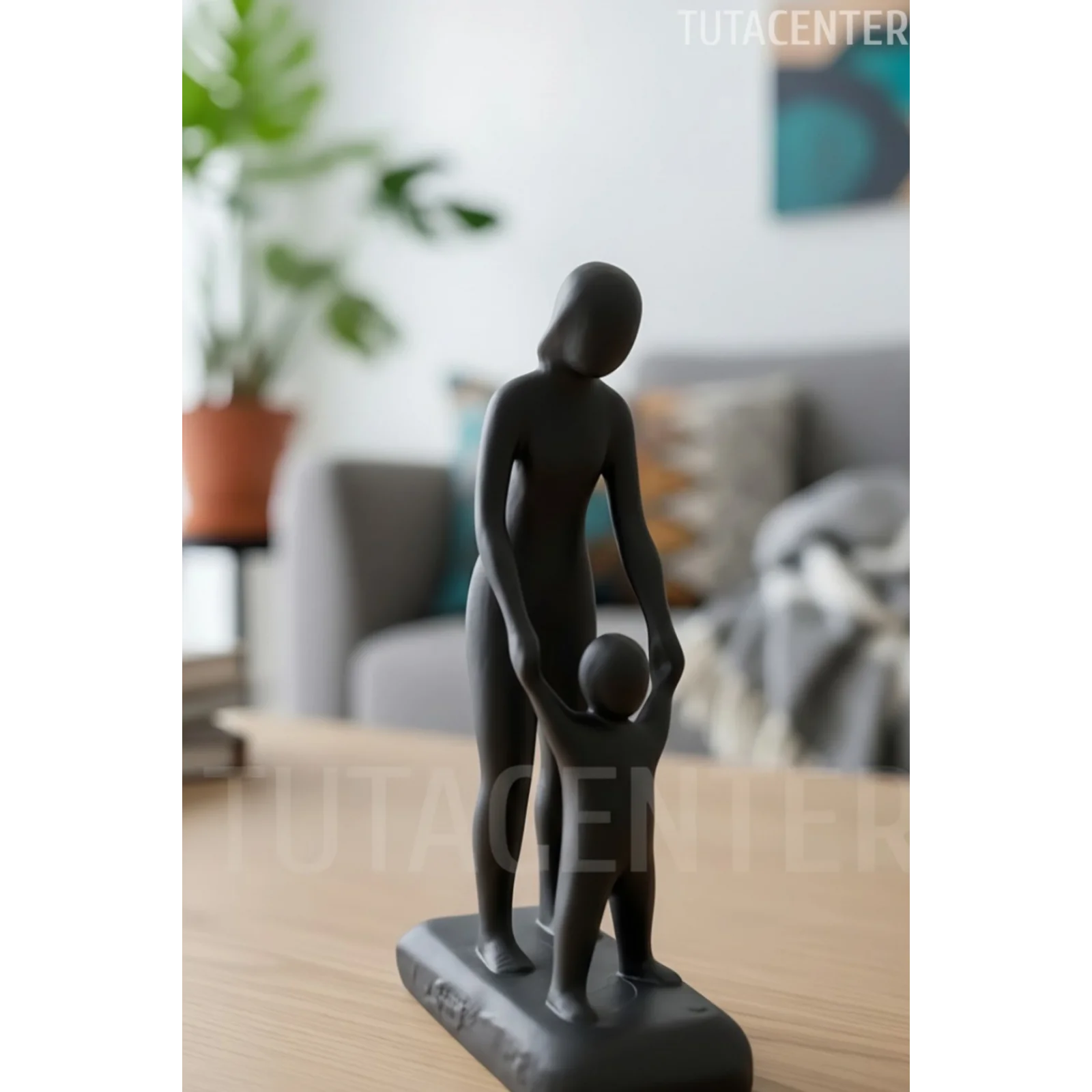 Sade Anne ve Çocuk Biblosu ( Anneler Günü Hediyesi ) Dekoratif Anne ve Bebek Figürü