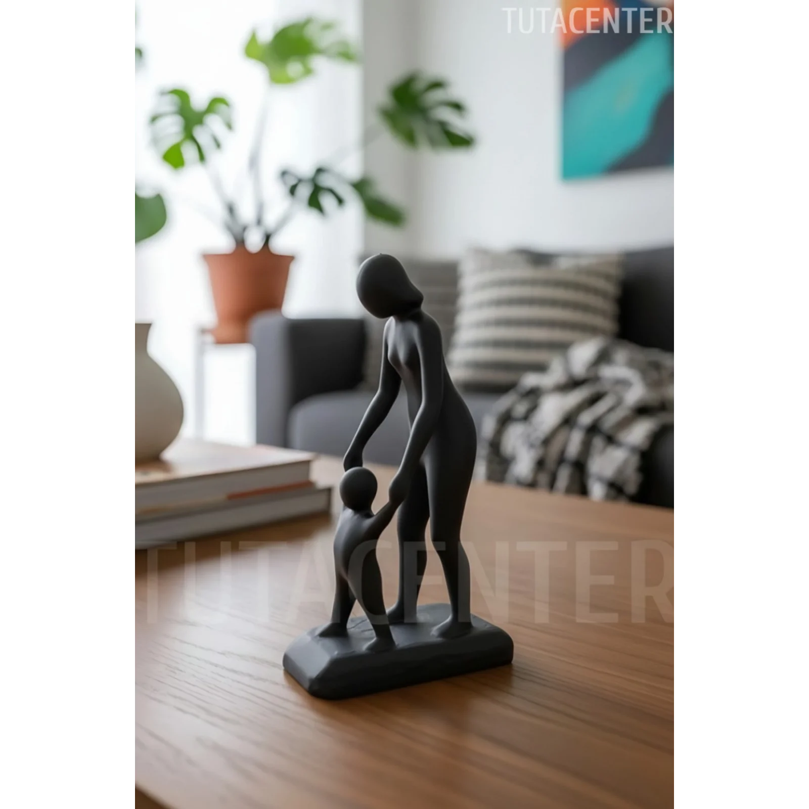 Sade Anne ve Çocuk Biblosu ( Anneler Günü Hediyesi ) Dekoratif Anne ve Bebek Figürü