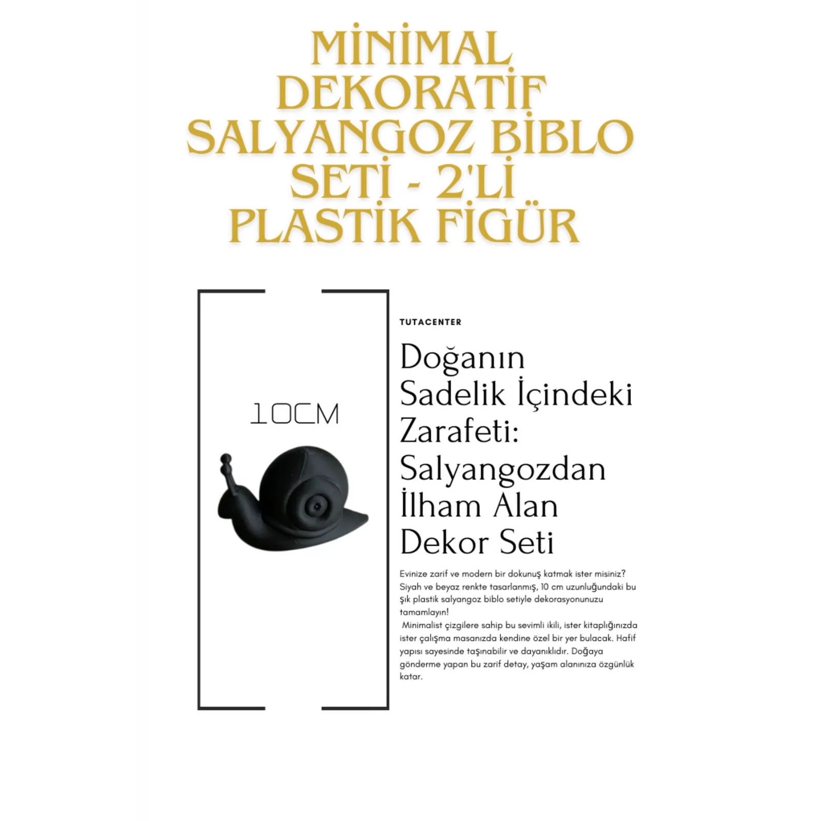 Minimal Dekoratif Salyangoz Biblo Seti - 2li Plastik Figür 10 cm