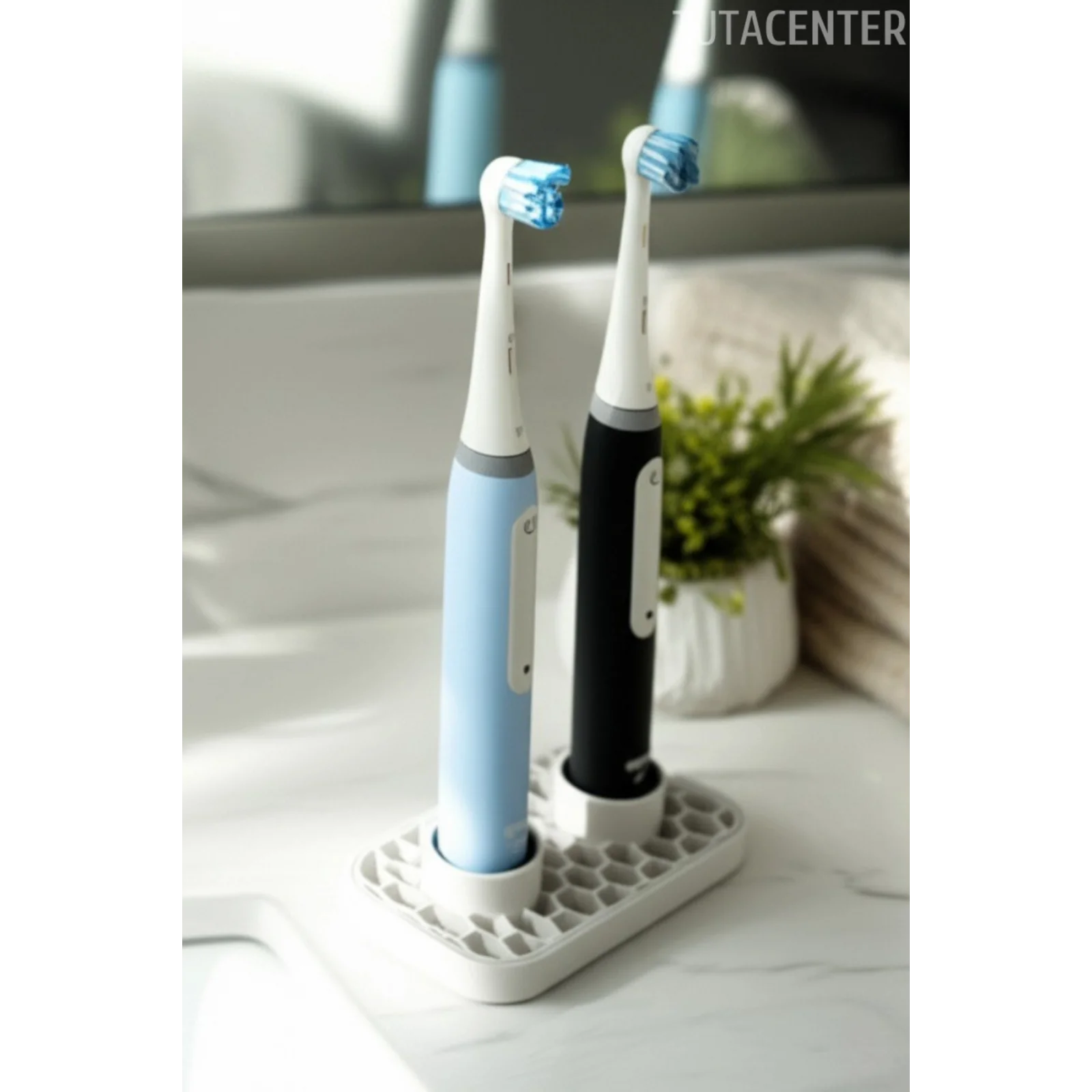 Tahliyeli Elektrikli Diş Fırçası Tutucu (Şarjlı Diş Fırçası Tutucu Stand 2 Bölmeli)