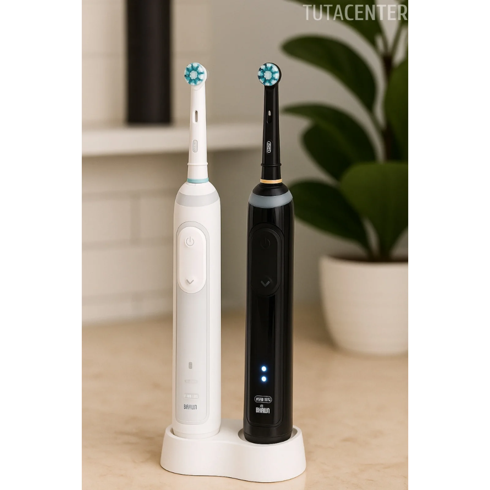 Şarjlı Diş Fırçalık Tutucu Stand 2 Bölmeli