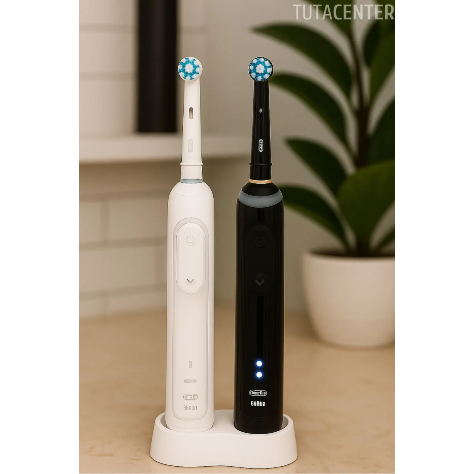 Şarjlı Diş Fırçalık Tutucu Stand 2 Bölmeli