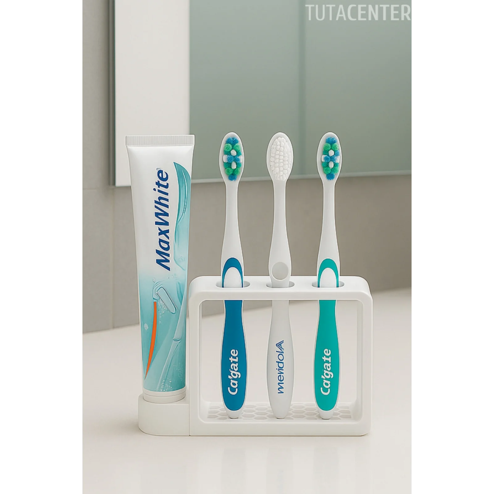 Diş Fırçalık Standı Lavabo Üstü (3 Fırçalık) (1 Macunluk)