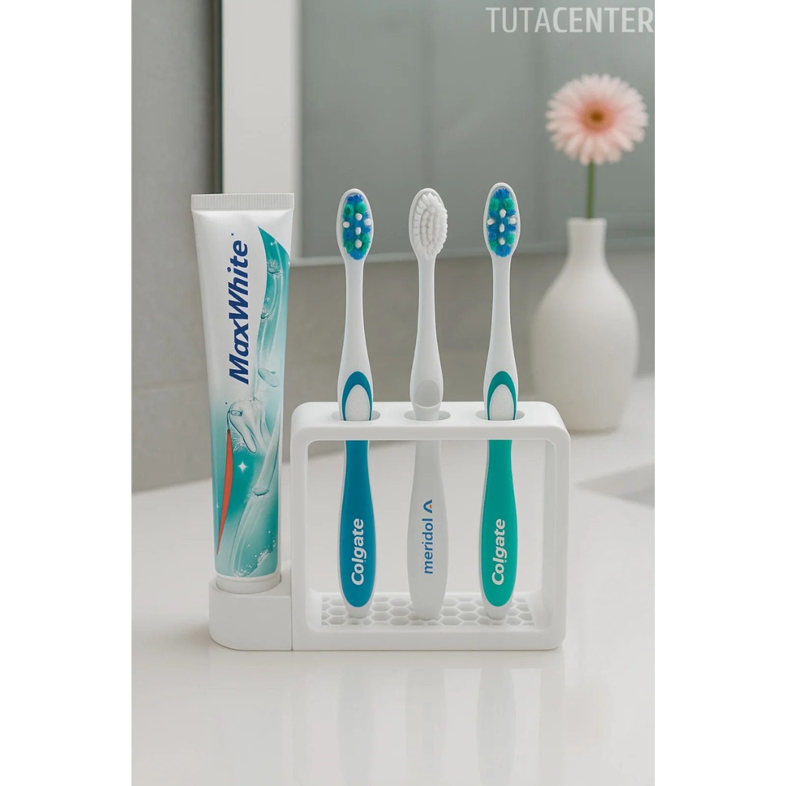 Diş Fırçalık Standı Lavabo Üstü (3 Fırçalık) (1 Macunluk)