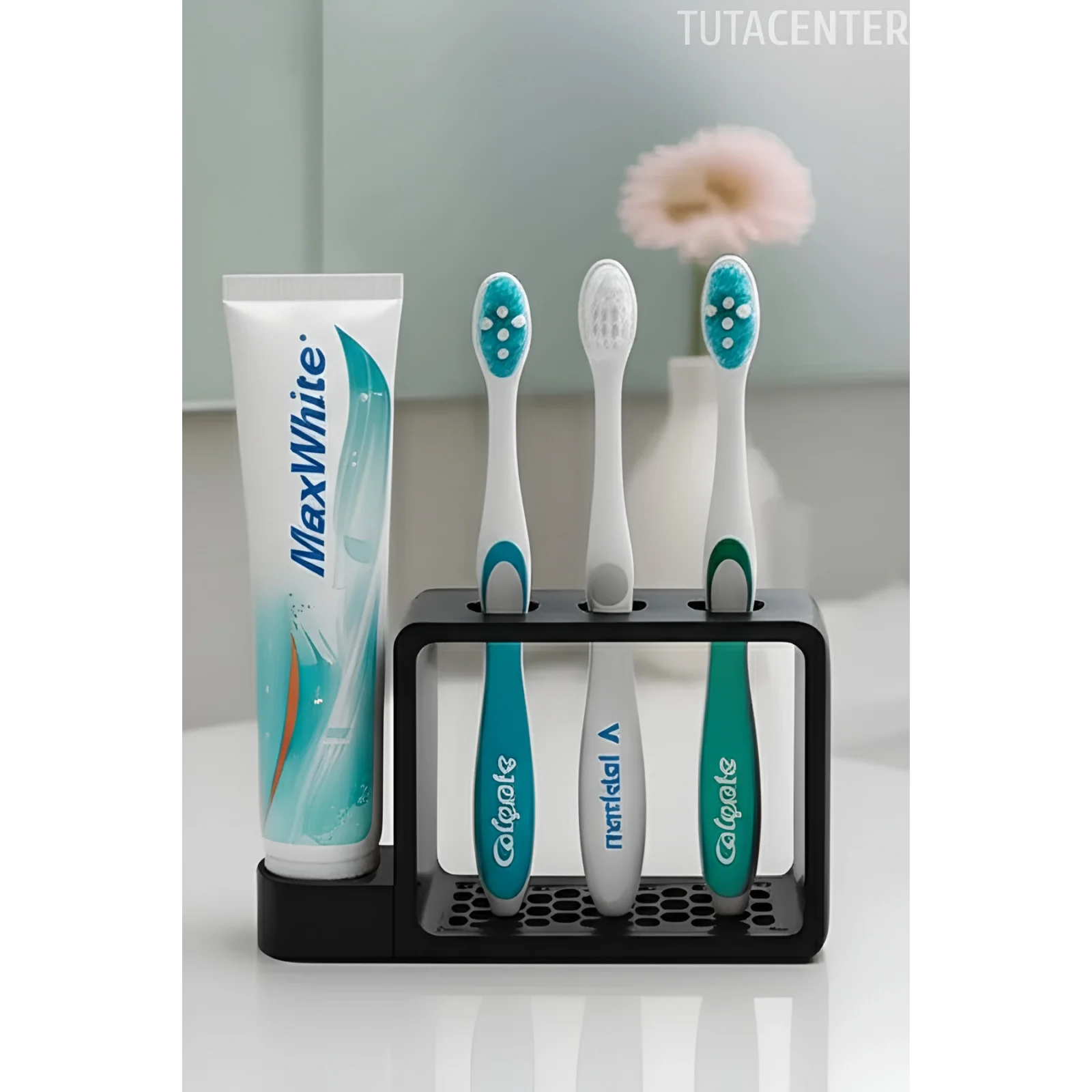 Diş Fırçalık Standı Lavabo Üstü (3 Fırçalık) (1 Macunluk)