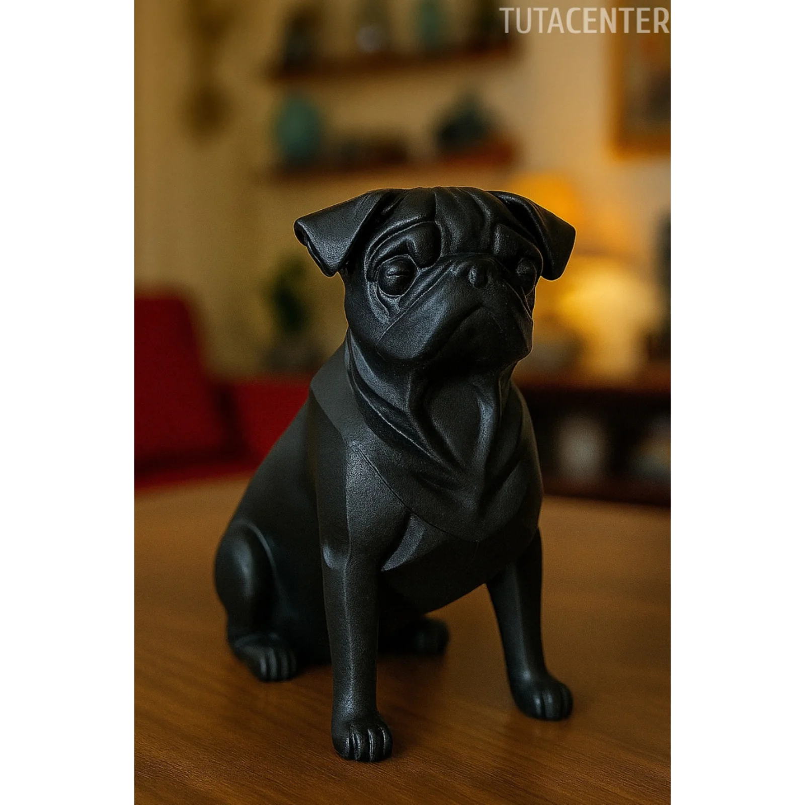 Pug Köpek Dekoratif Biblo - (Siyah Renk) 20CM - PLASTİK Premium Biblo Modeli