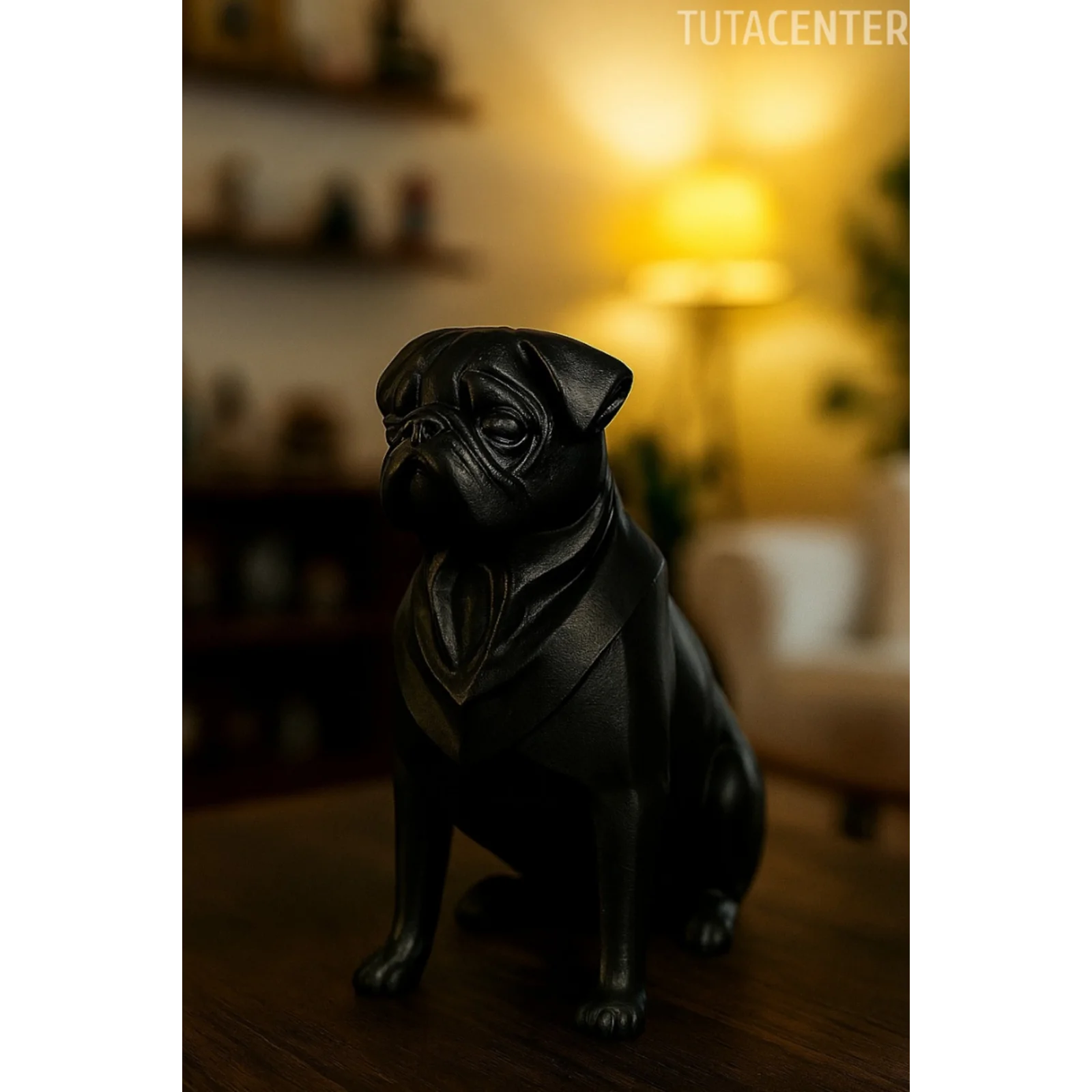 Pug Köpek Dekoratif Biblo - (Siyah Renk) 20CM - PLASTİK Premium Biblo Modeli