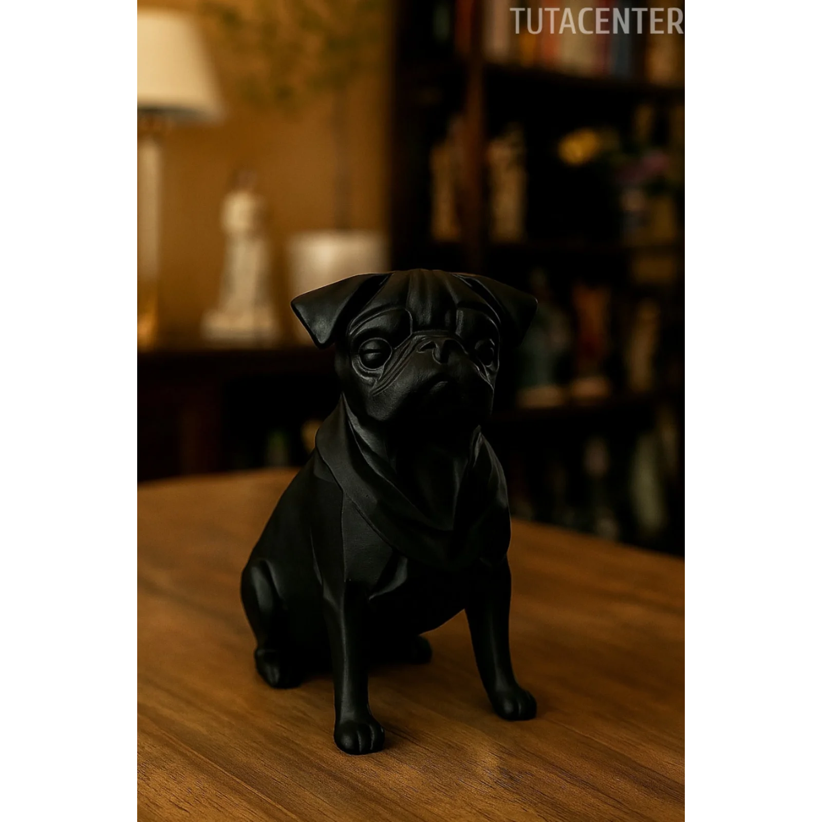 Pug Köpek Dekoratif Biblo - (Siyah Renk) 20CM - PLASTİK Premium Biblo Modeli
