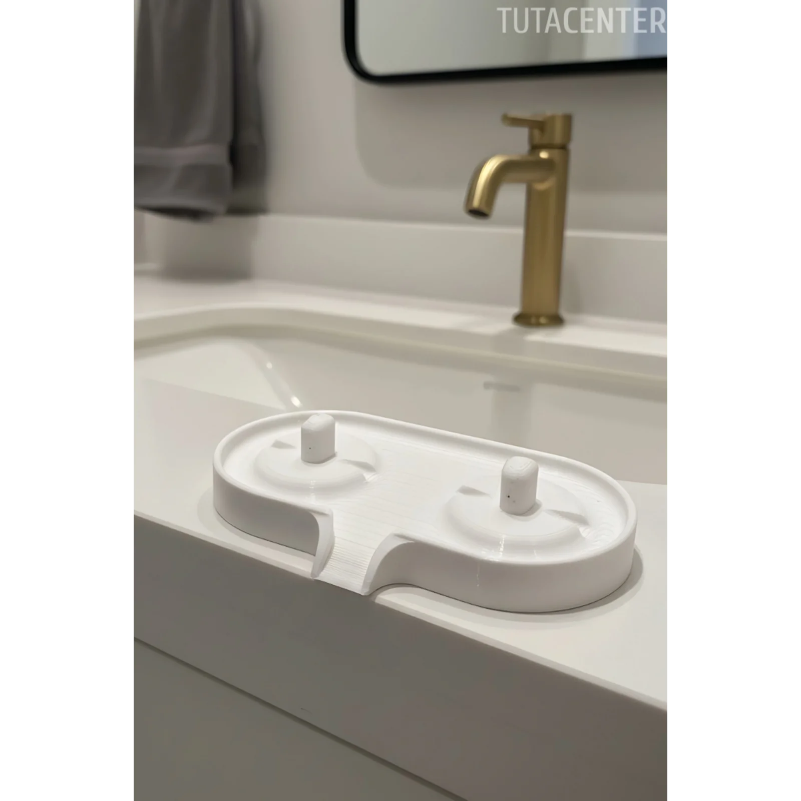 Şarjlı Diş Fırçası Standı - 2 Yuvalı, Tahliyeli Diş Fırçalık - Modern Diş Fırçalık