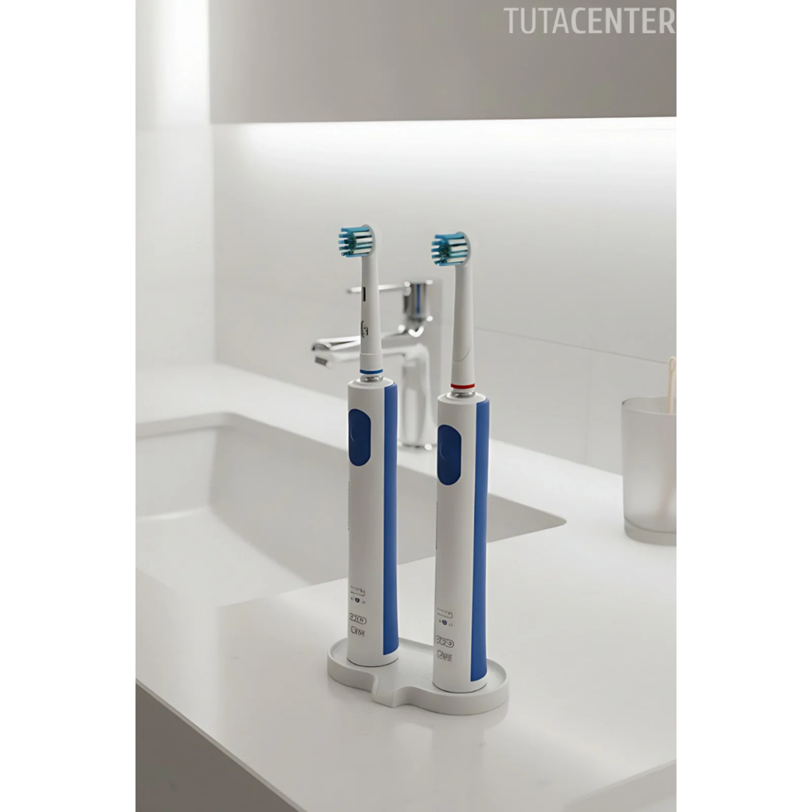 Şarjlı Diş Fırçası Standı - 2 Yuvalı, Tahliyeli Diş Fırçalık - Modern Diş Fırçalık
