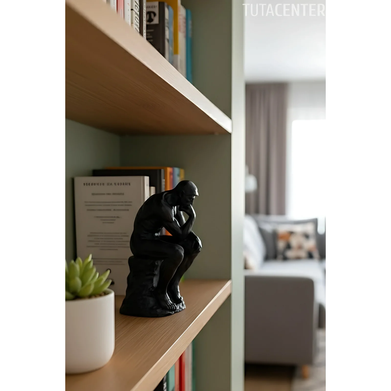 Modern Düşünen Adam Biblo 15 cm Plastik Heykel Figür Ev Ofis Dekoru