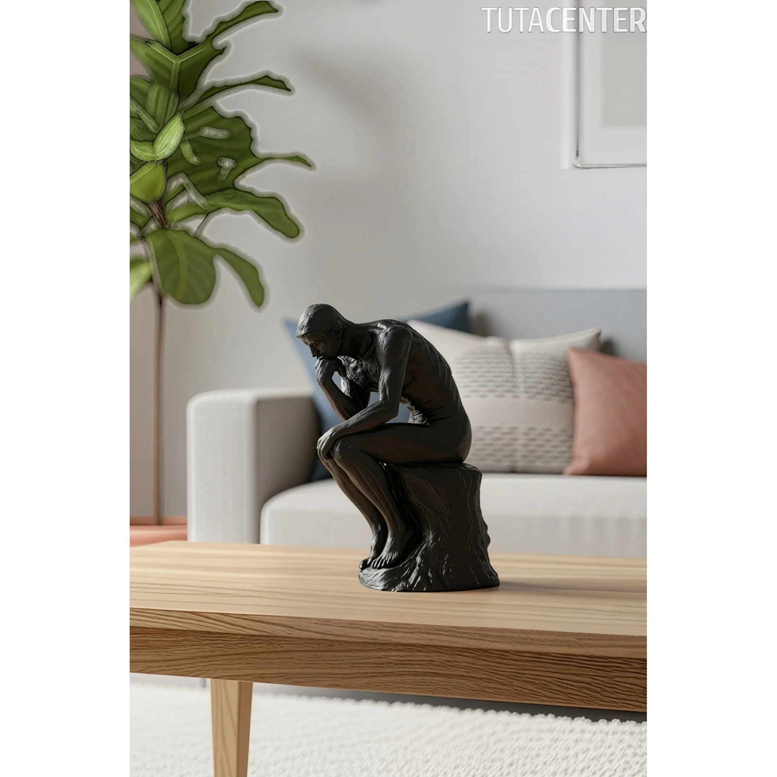 Modern Düşünen Adam Biblo 15 cm Plastik Heykel Figür Ev Ofis Dekoru