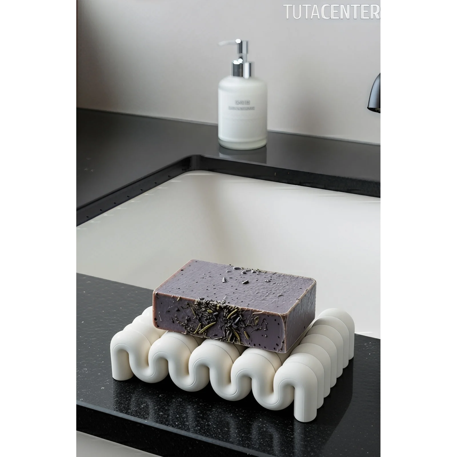 Dalga Formlu Su Tutmayan Sabunluk – Modern ve Şık Plastik Sabunluk