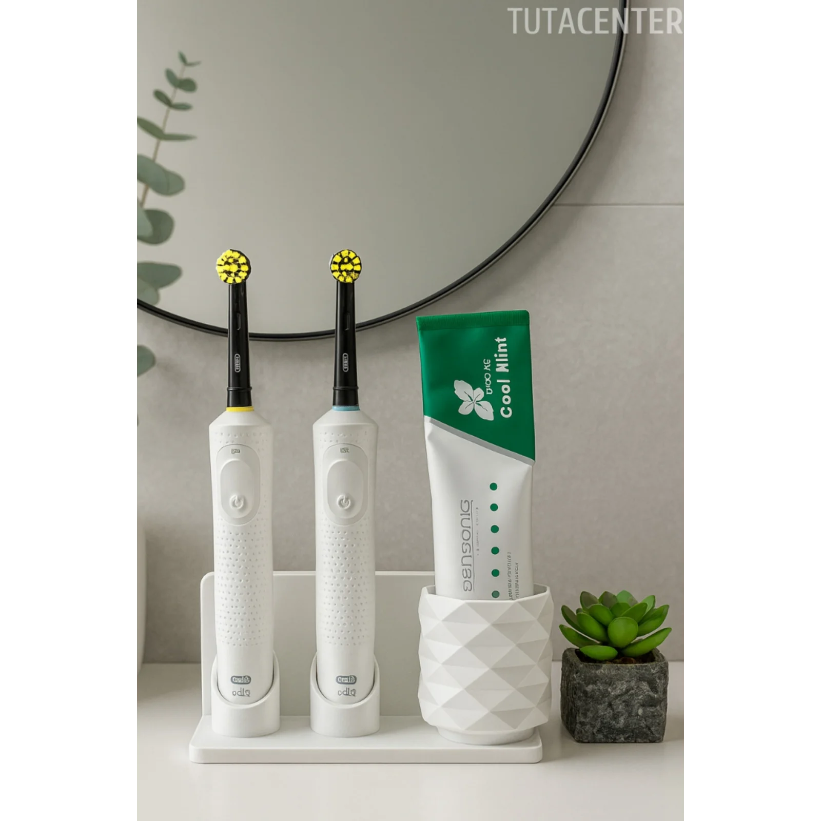 Şarjlı Ve Pilli Diş Fırçalık Tutucu Stand Beyaz (Tüm Modellere Uyumlu)