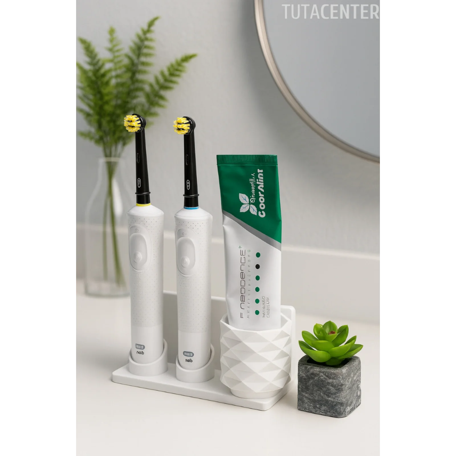 Şarjlı Ve Pilli Diş Fırçalık Tutucu Stand Beyaz (Tüm Modellere Uyumlu)