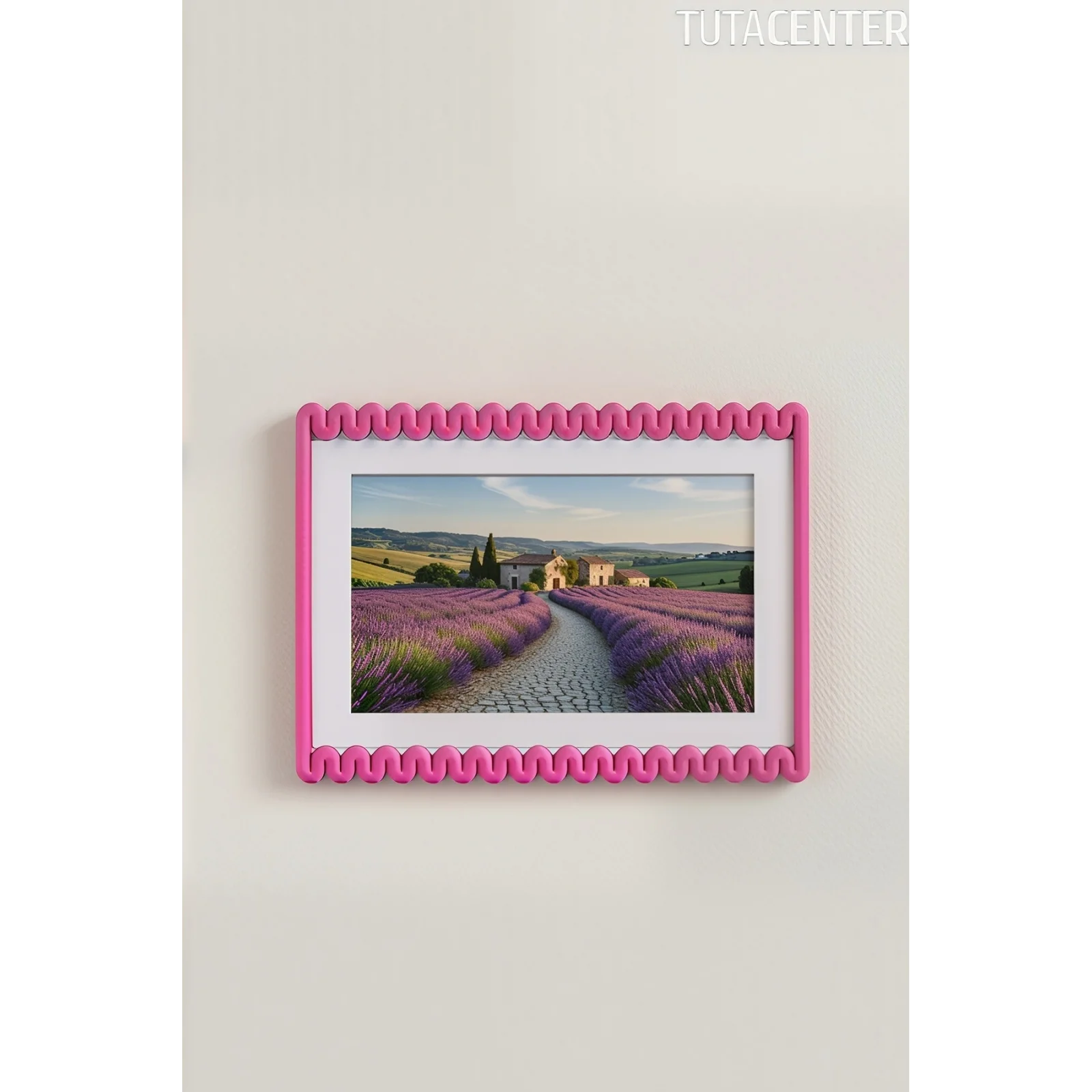 Dalga Desenli Pembe Plastik Duvar Çerçevesi 10x15 cm | Yatay ve Dikey Kullanıma Uygun