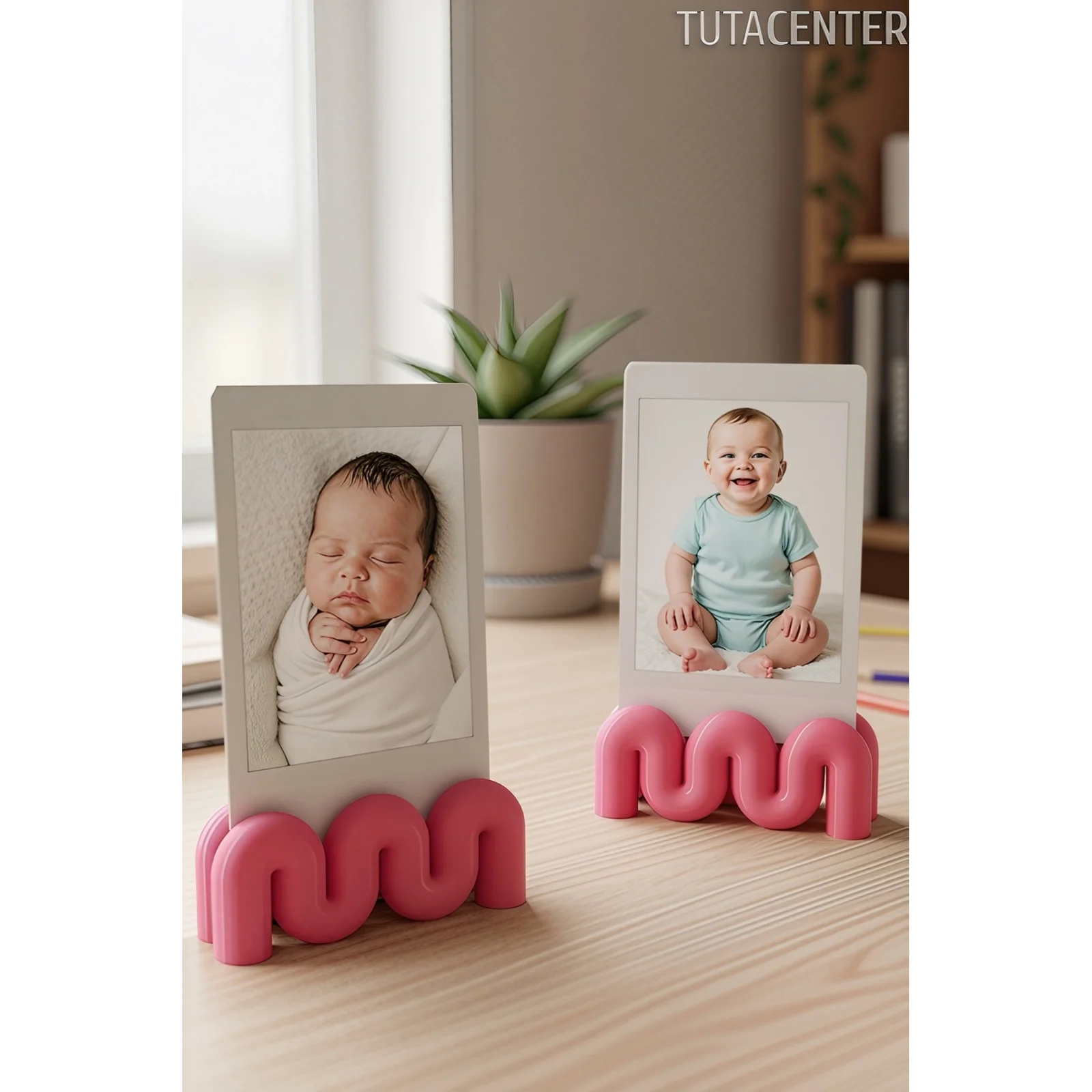 Dalga Formlu Dekoratif Fotoğraf Tutucu, Kart Tutucu, Mini Fotoğraf Tutucu 2 Adet