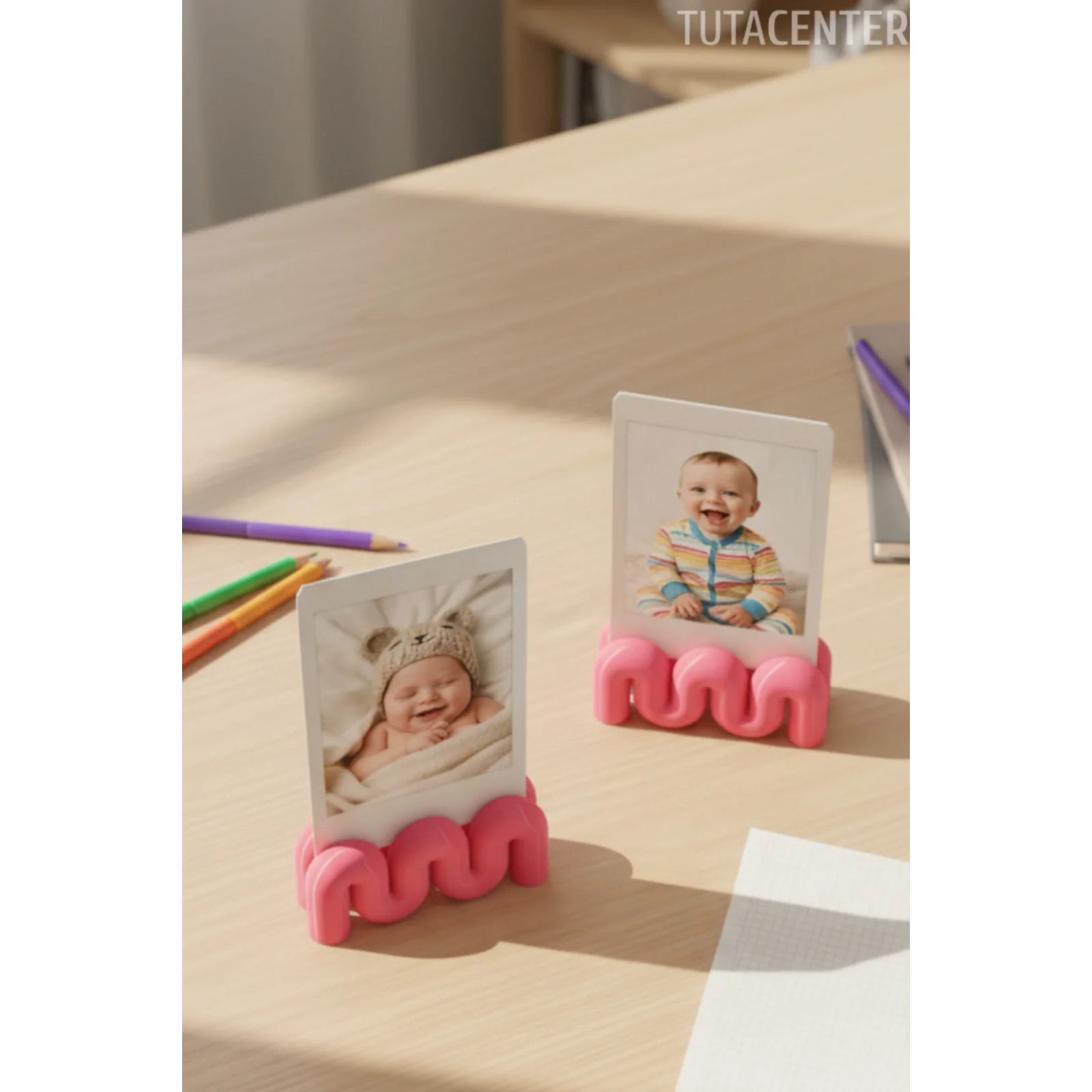 Dalga Formlu Dekoratif Fotoğraf Tutucu, Kart Tutucu, Mini Fotoğraf Tutucu 2 Adet