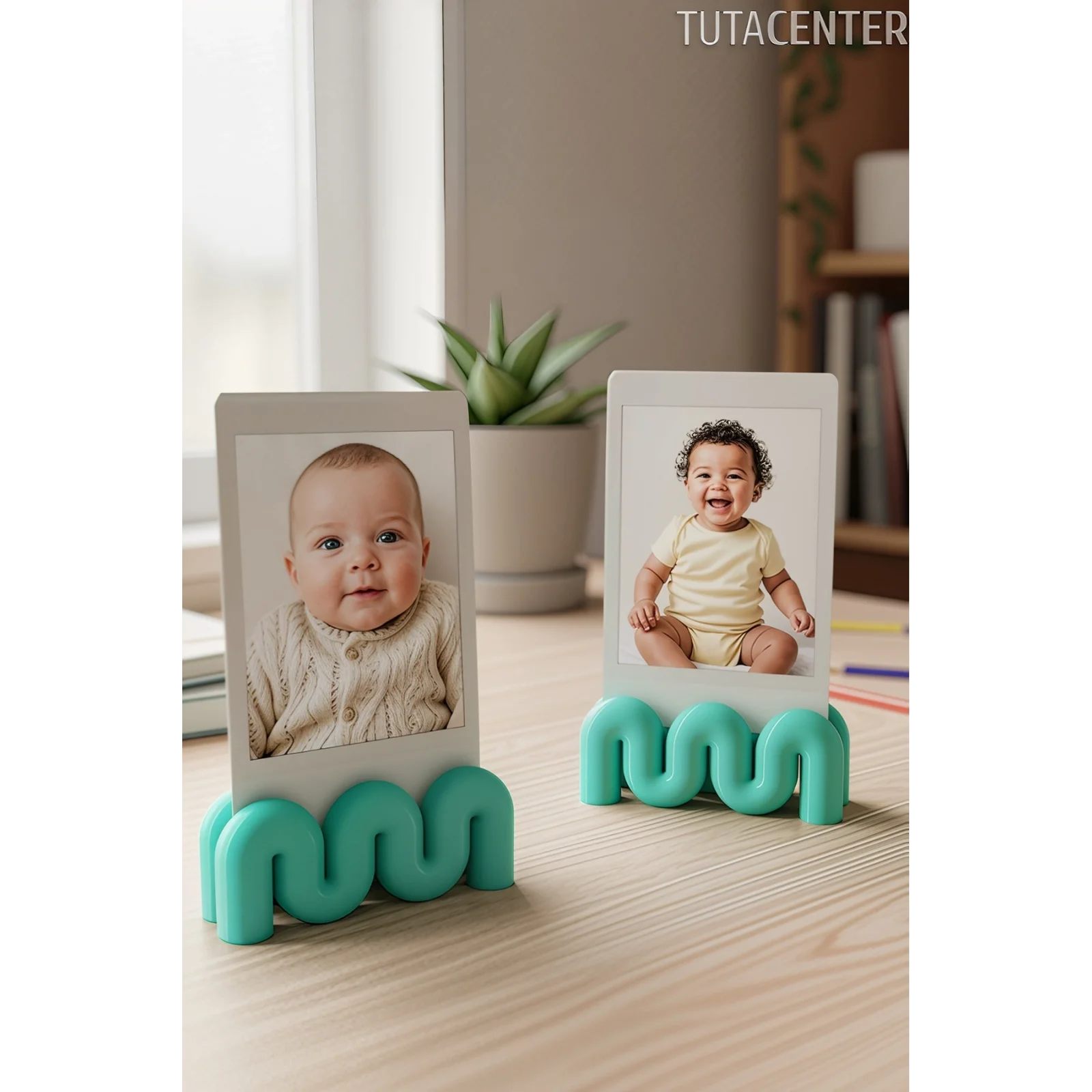 Dalga Formlu Dekoratif Fotoğraf Tutucu, Kart Tutucu, Mini Fotoğraf Tutucu 2 Adet