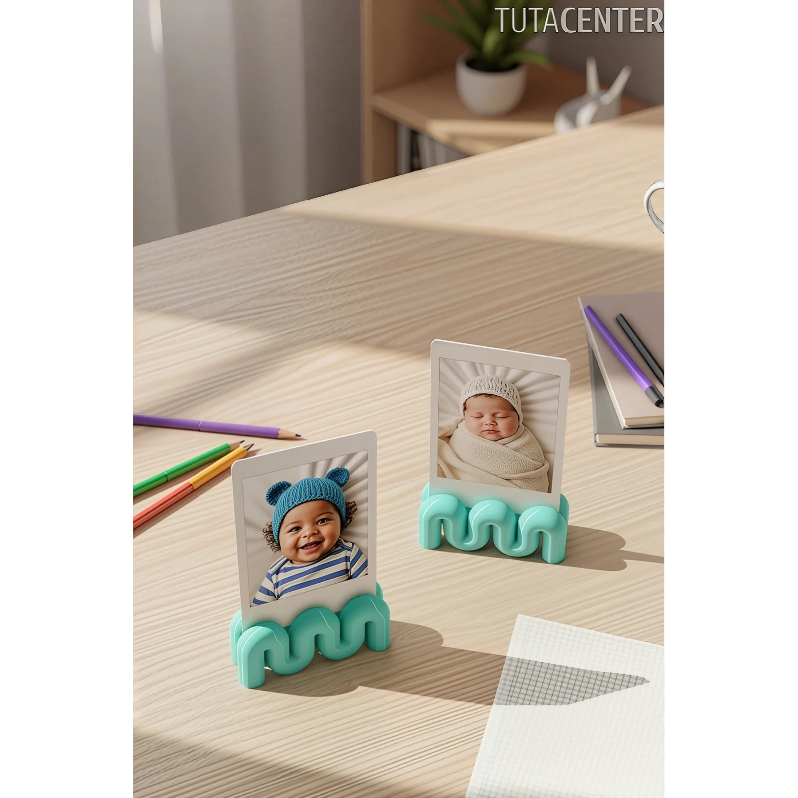 Dalga Formlu Dekoratif Fotoğraf Tutucu, Kart Tutucu, Mini Fotoğraf Tutucu 2 Adet