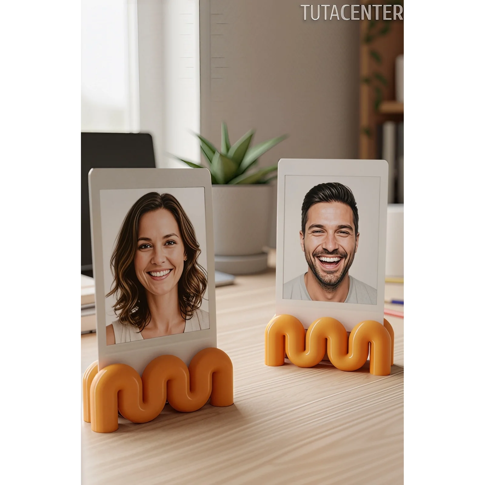 Dalga Formlu Dekoratif Fotoğraf Tutucu, Kart Tutucu, Mini Fotoğraf Tutucu 2 Adet