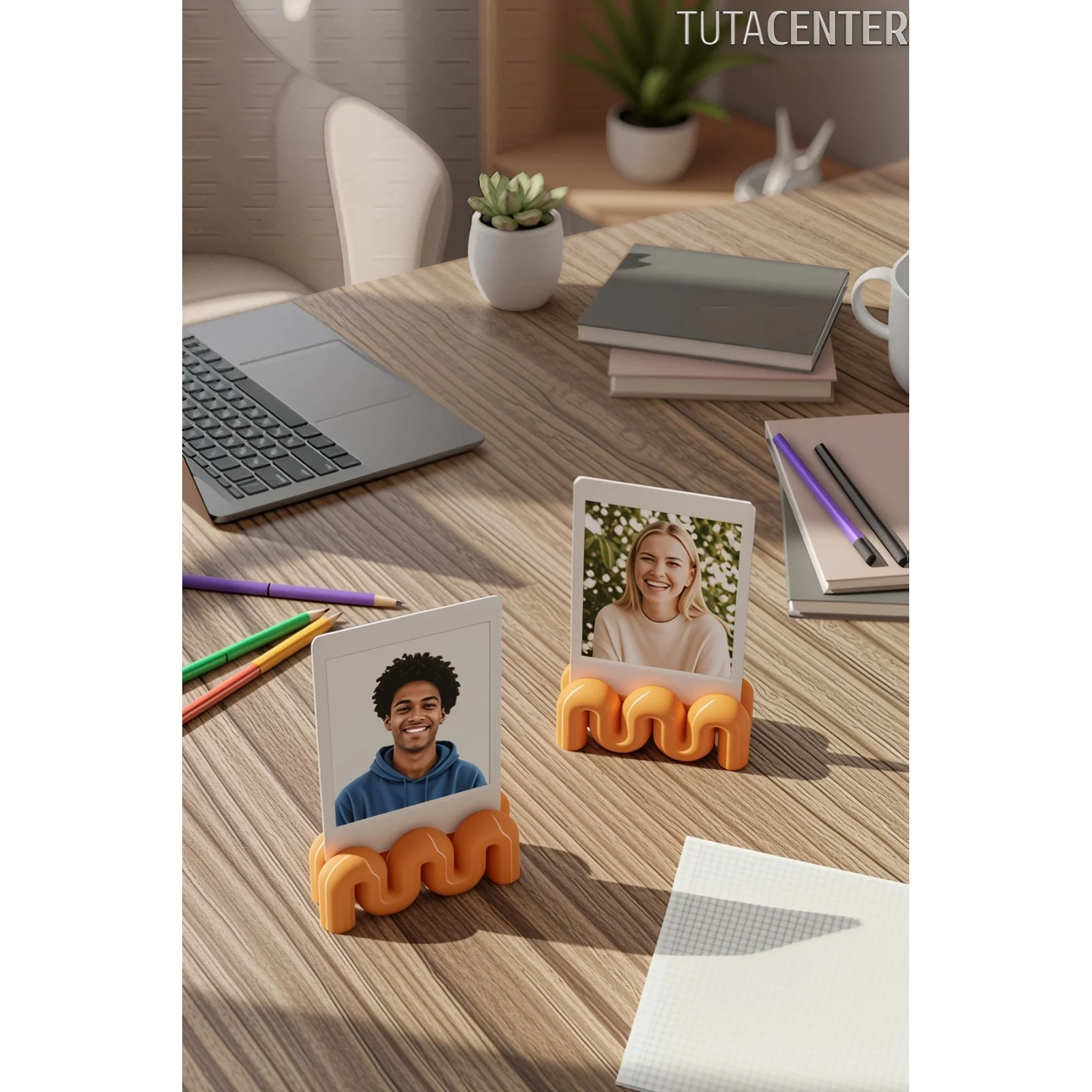 Dalga Formlu Dekoratif Fotoğraf Tutucu, Kart Tutucu, Mini Fotoğraf Tutucu 2 Adet