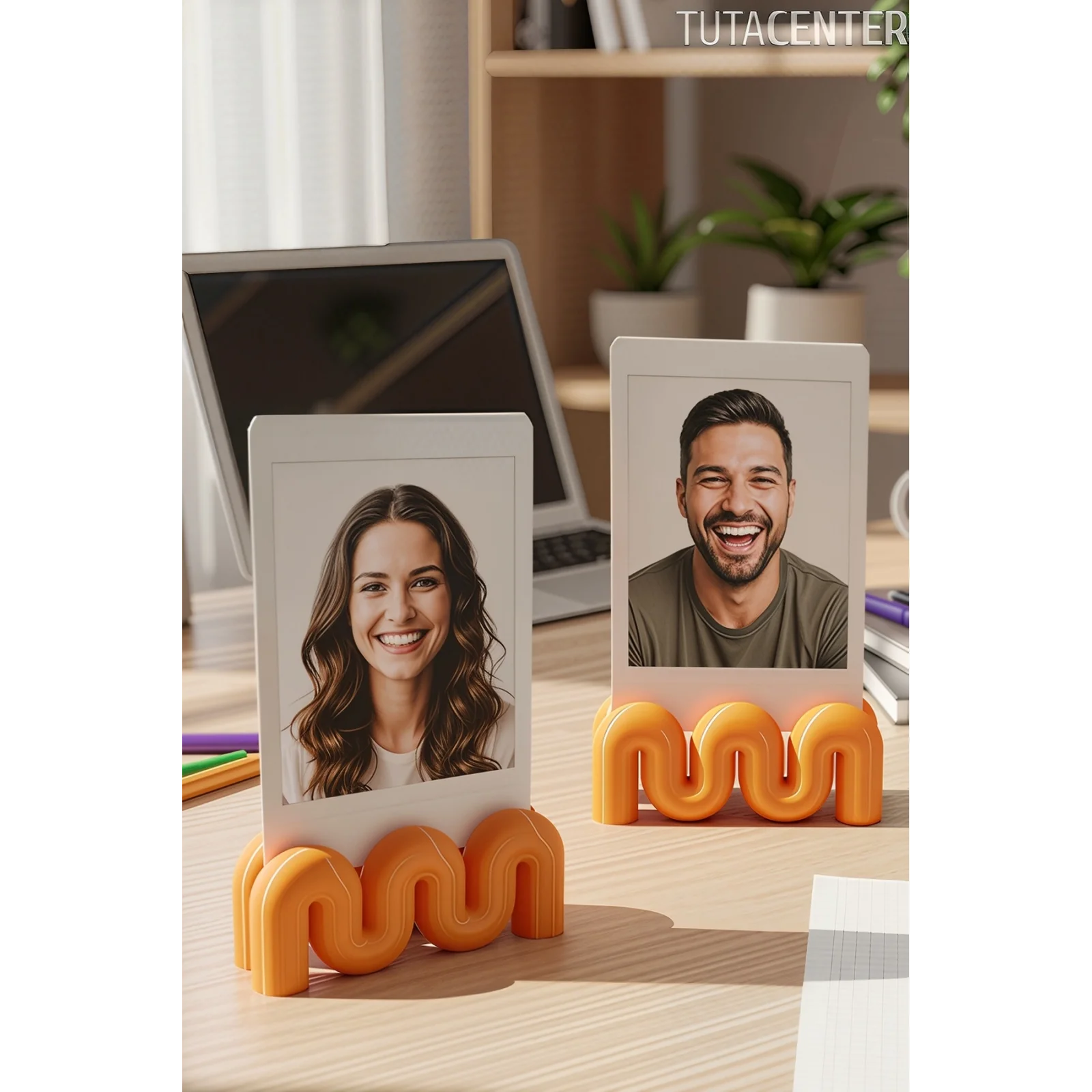 Dalga Formlu Dekoratif Fotoğraf Tutucu, Kart Tutucu, Mini Fotoğraf Tutucu 2 Adet