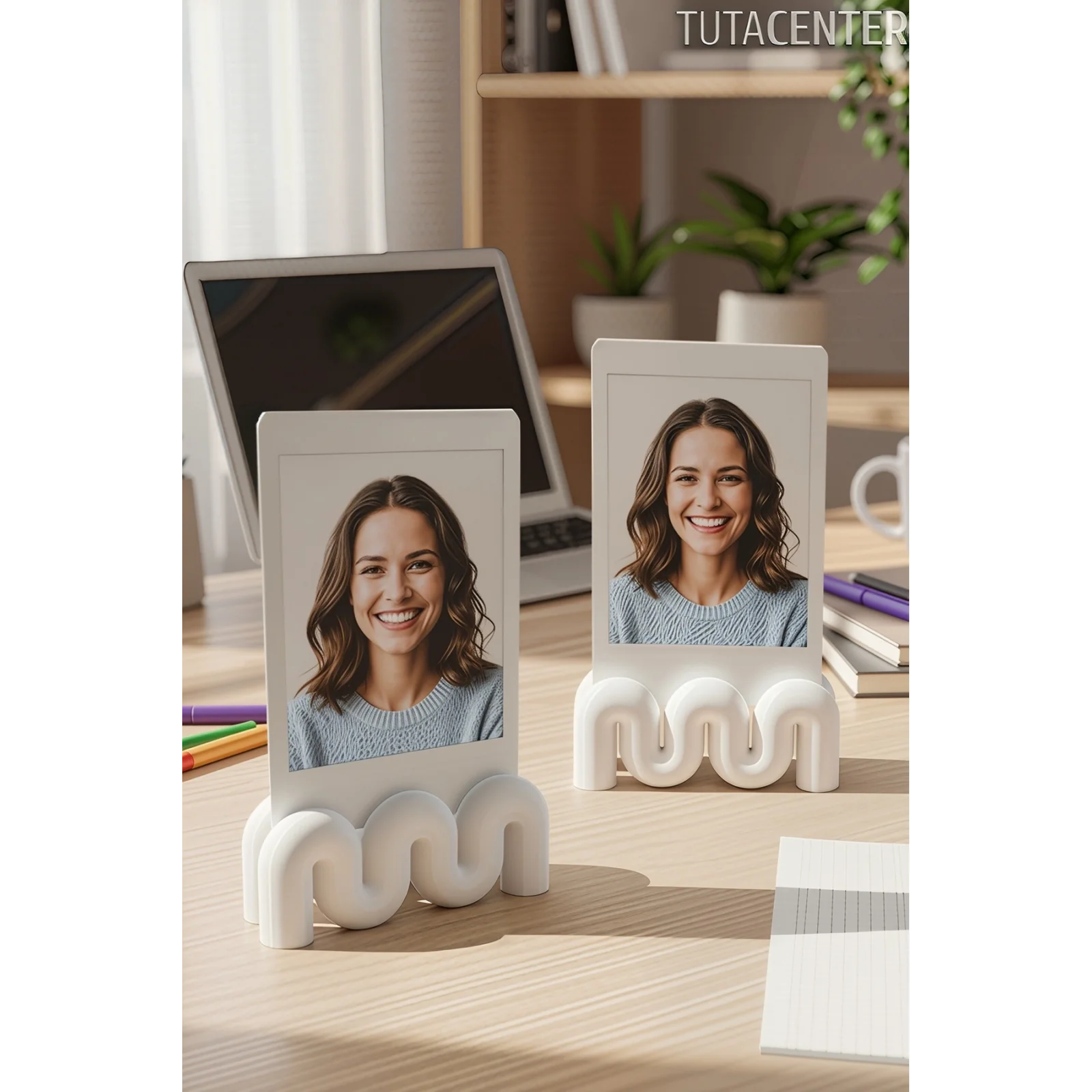 Dalga Formlu Dekoratif Fotoğraf Tutucu, Kart Tutucu, Mini Fotoğraf Tutucu 2 Adet