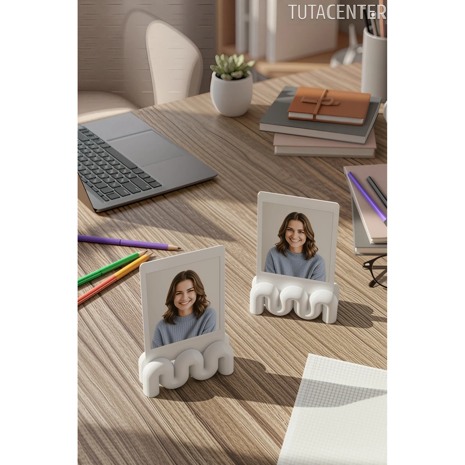 Dalga Formlu Dekoratif Fotoğraf Tutucu, Kart Tutucu, Mini Fotoğraf Tutucu 2 Adet