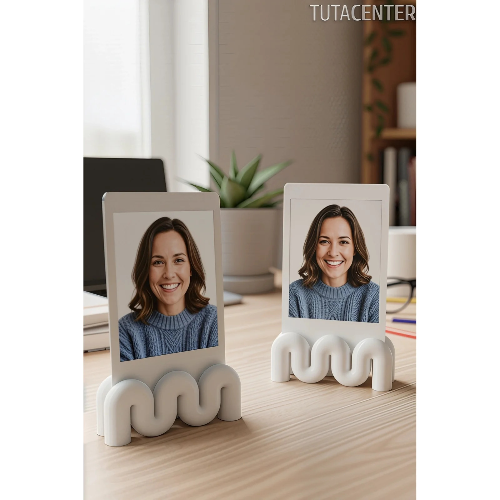 Dalga Formlu Dekoratif Fotoğraf Tutucu, Kart Tutucu, Mini Fotoğraf Tutucu 2 Adet