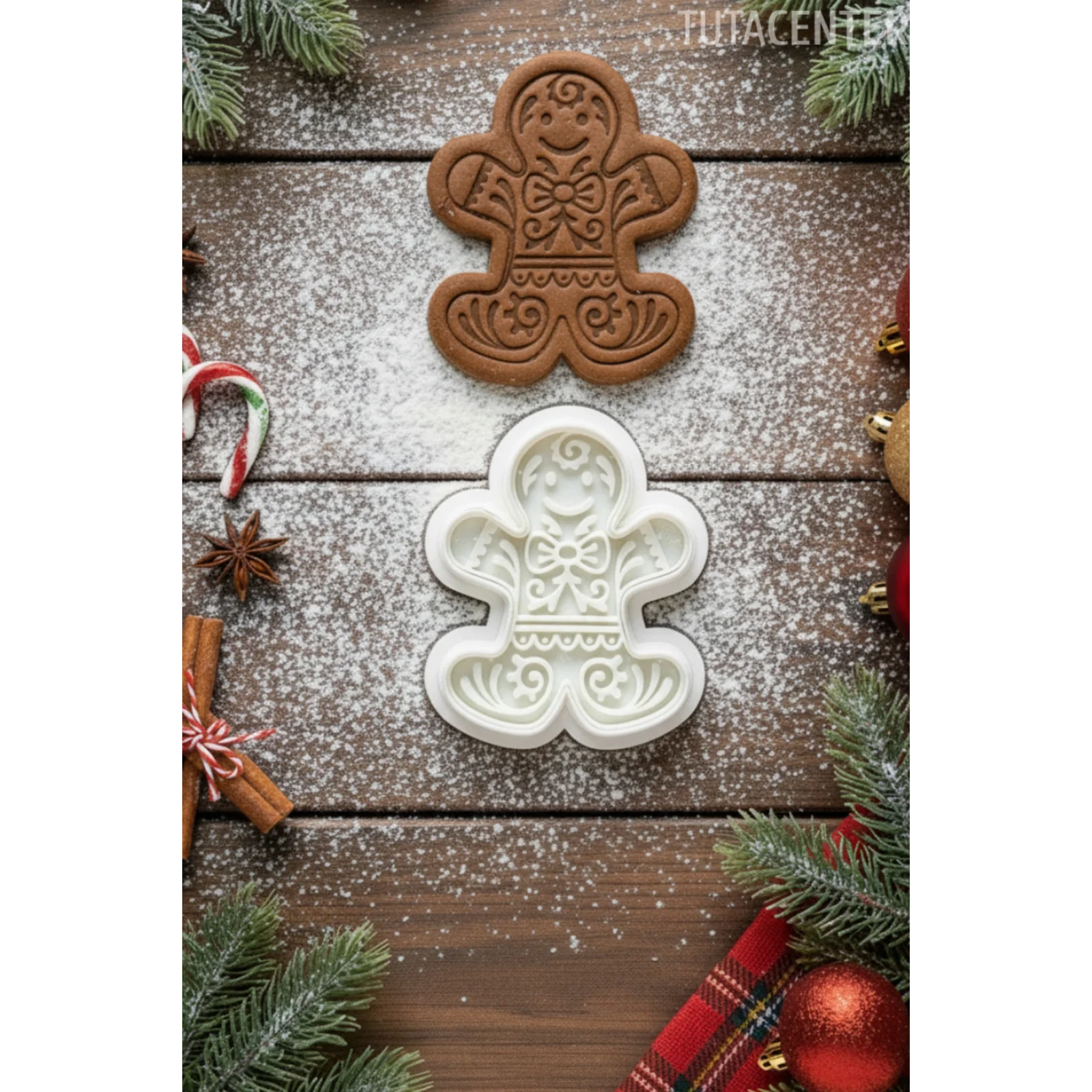 Yılbaşı Temalı Zencefilli Adam Kurabiye Kalıbı - 2 Parça Noel Temalı Plastik Kurabiye Kesici