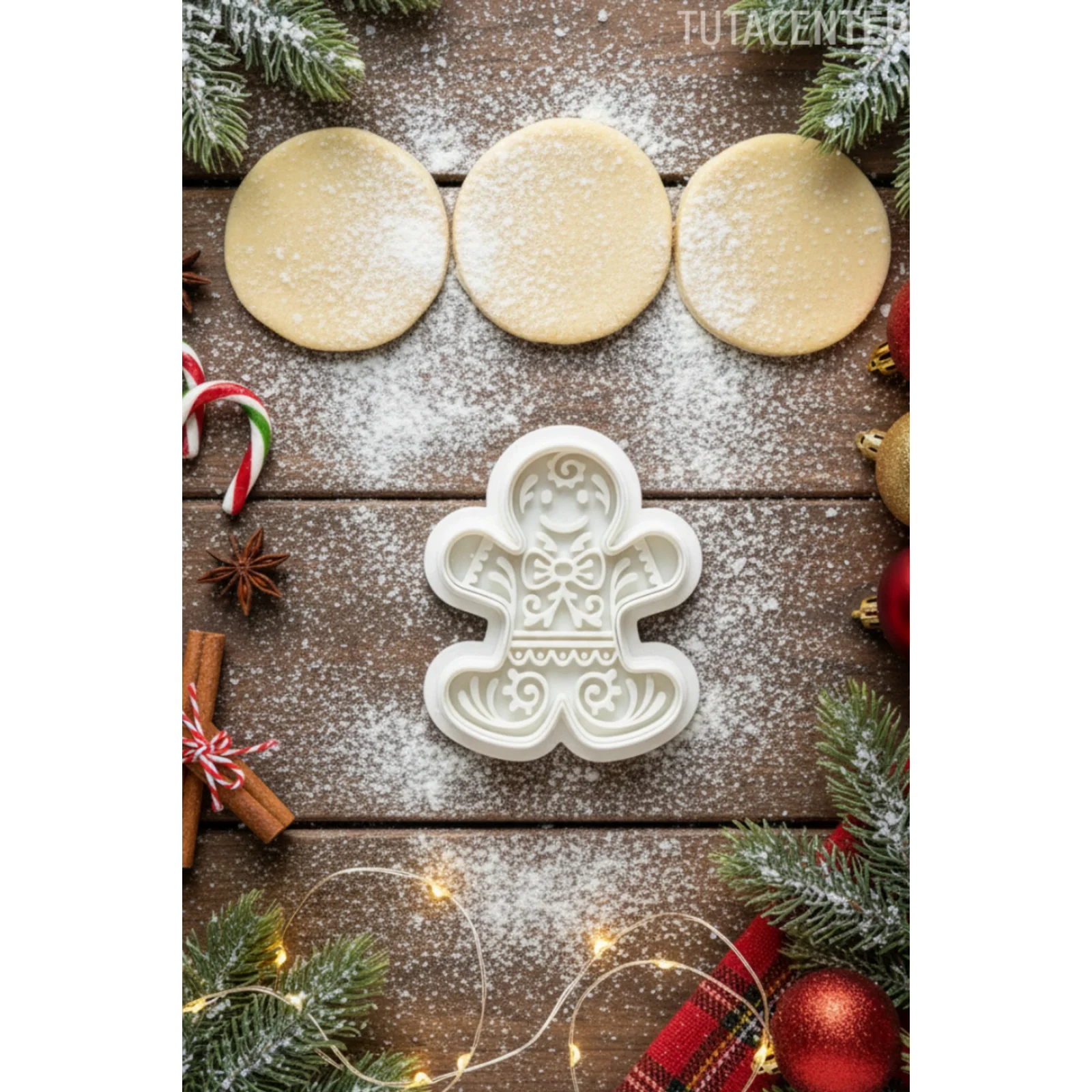 Yılbaşı Temalı Zencefilli Adam Kurabiye Kalıbı - 2 Parça Noel Temalı Plastik Kurabiye Kesici