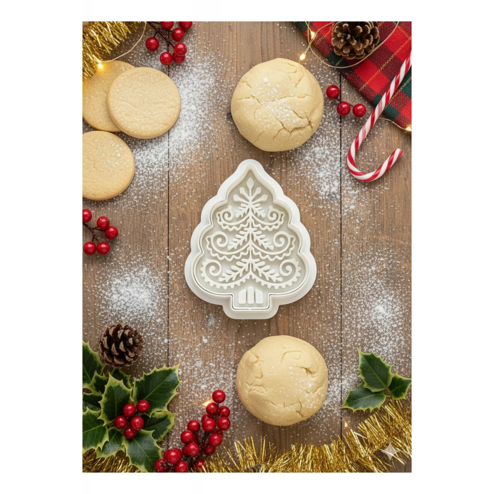 Yılbaşı Temalı Noel Ağacı Kurabiye Kalıbı - 2 Parça Noel Temalı Plastik Kurabiye Kesici