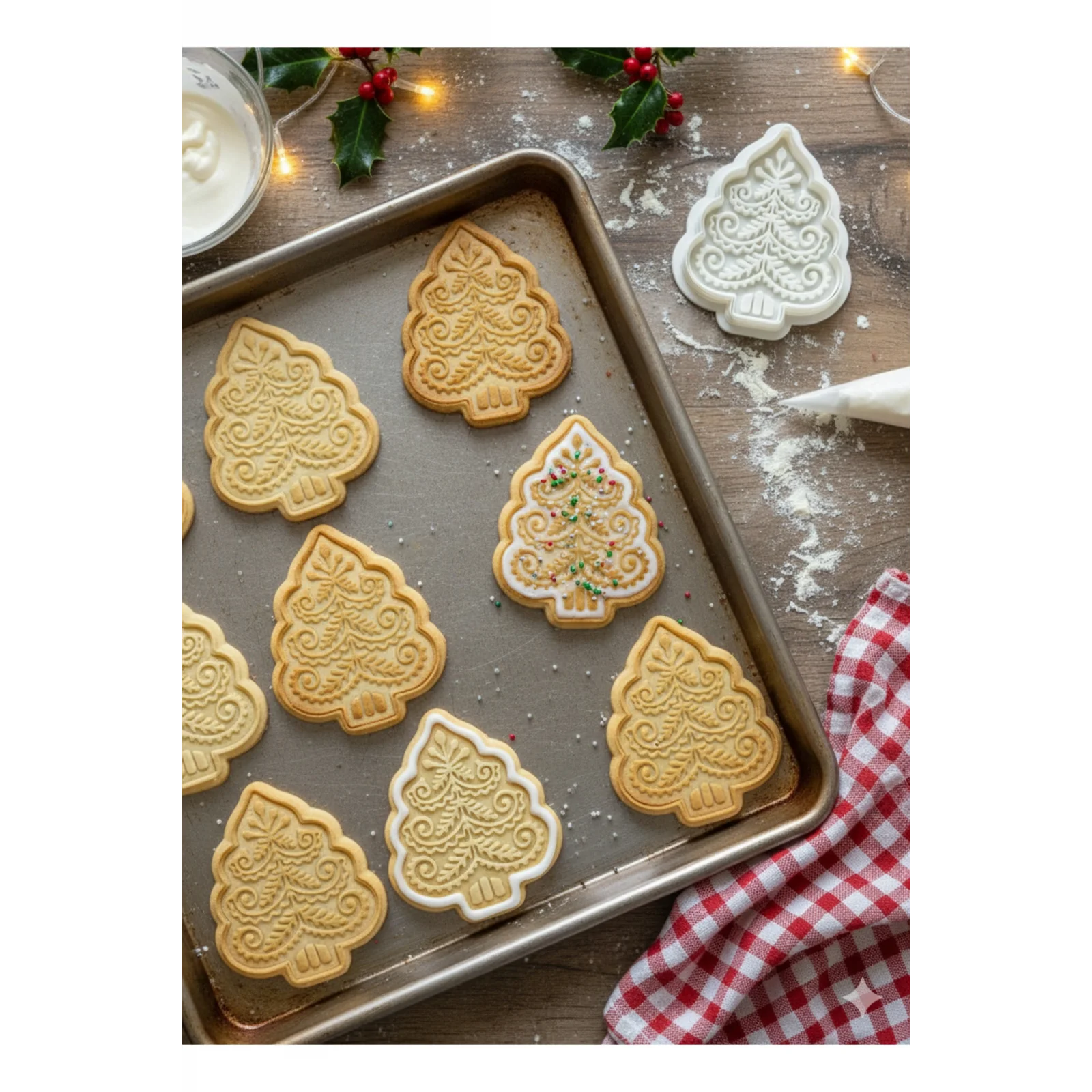 Yılbaşı Temalı Noel Ağacı Kurabiye Kalıbı - 2 Parça Noel Temalı Plastik Kurabiye Kesici