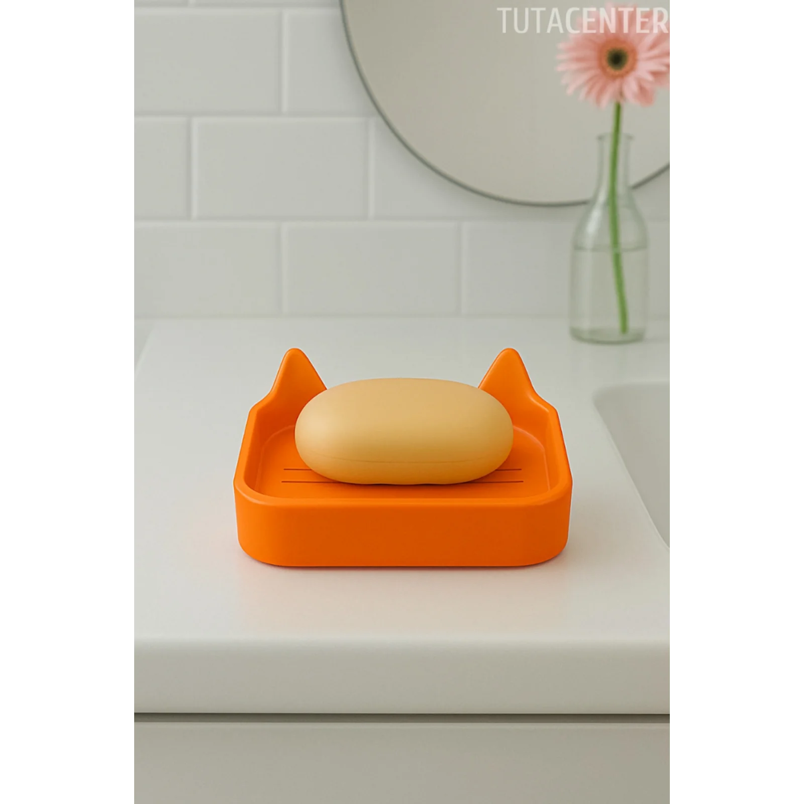 Kedi Sabunluk Standı – Su Tahliyeli, Dayanıklı Plastik Banyo Ürünü