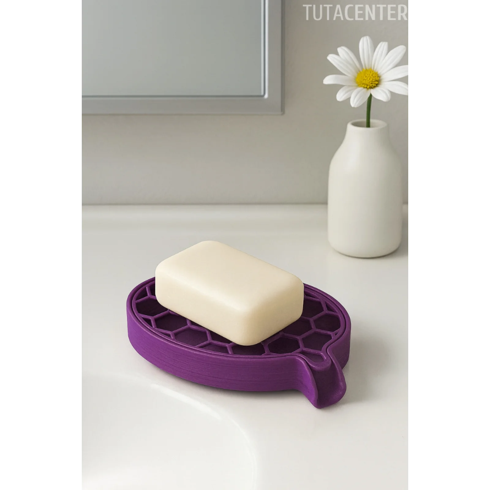 Petek Desenli Su Tahliyeli Sabunluk Standı Modern Banyo Standı