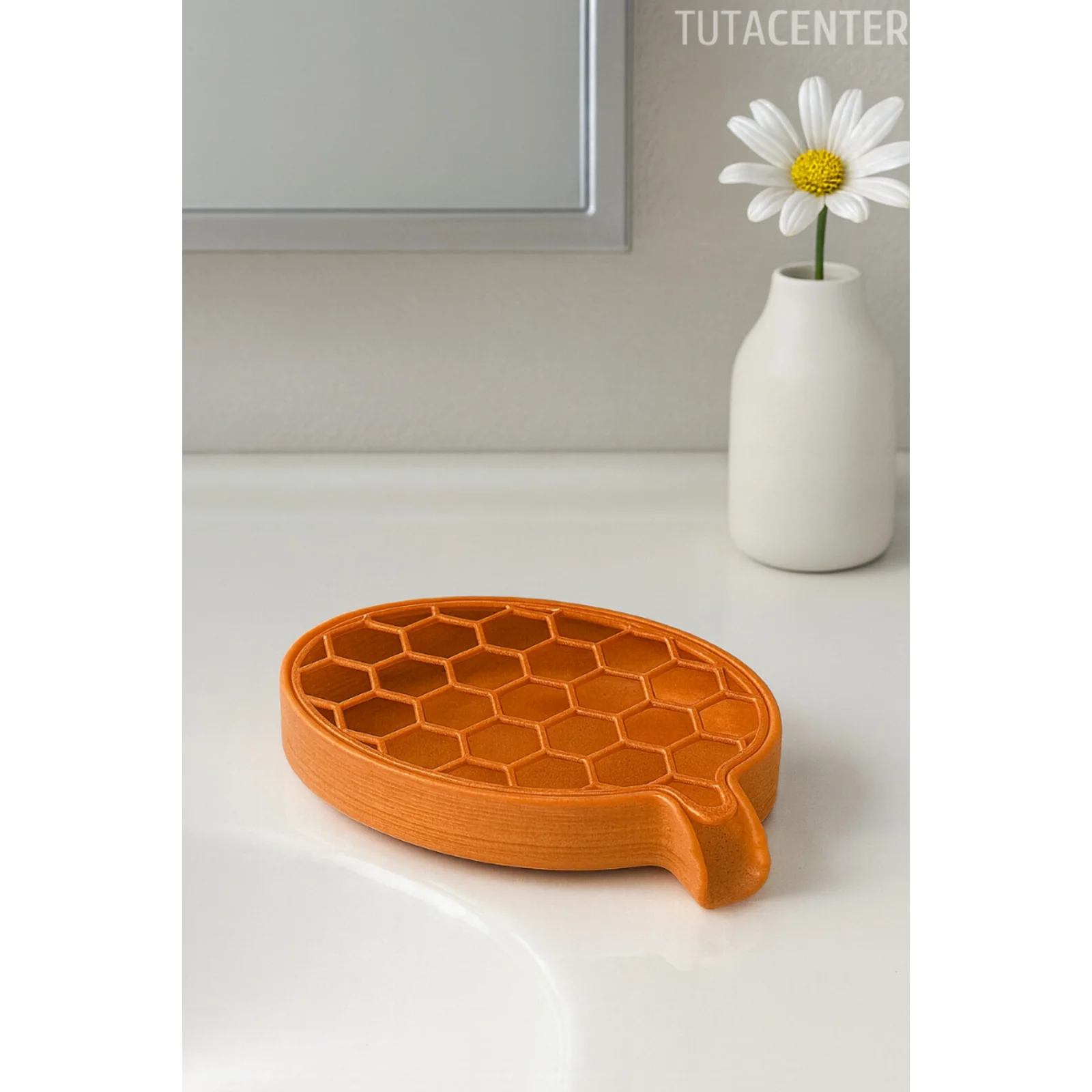 Petek Desenli Su Tahliyeli Sabunluk Standı Modern Banyo Standı