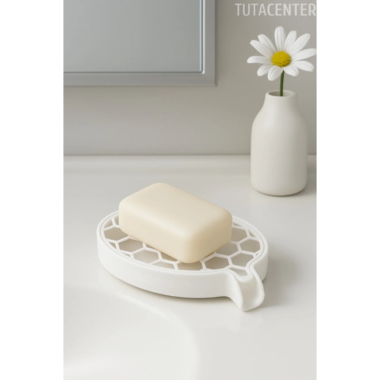 Petek Desenli Su Tahliyeli Sabunluk Standı Modern Banyo Standı