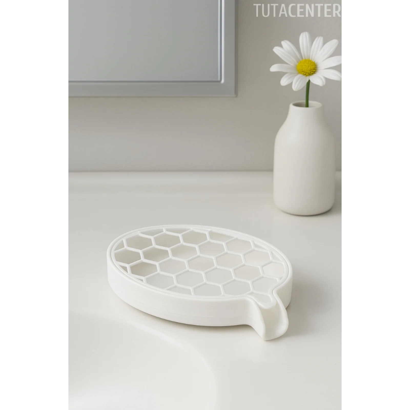 Petek Desenli Su Tahliyeli Sabunluk Standı Modern Banyo Standı