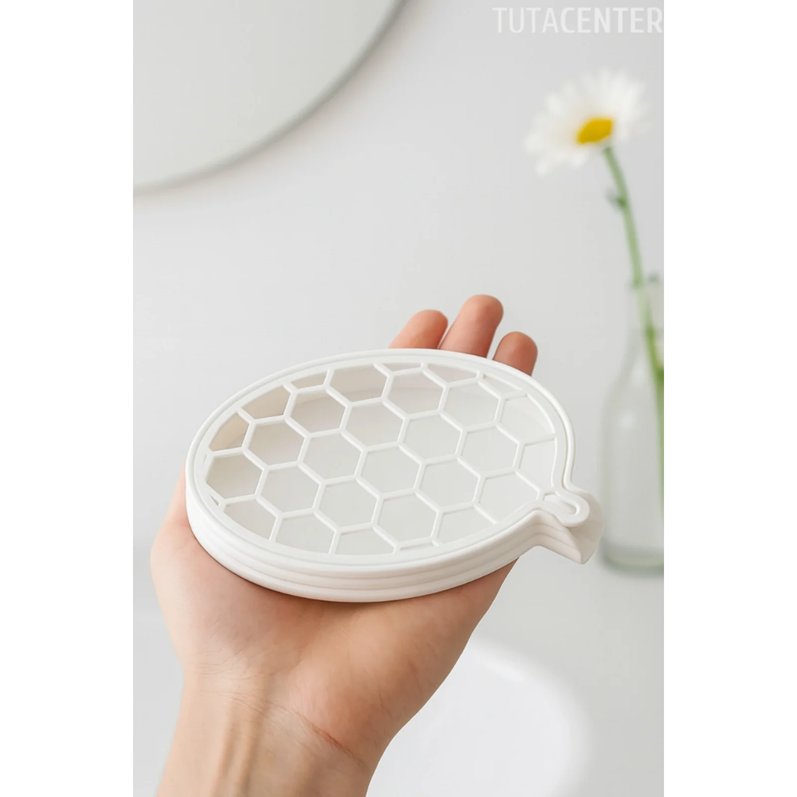 Petek Desenli Su Tahliyeli Sabunluk Standı Modern Banyo Standı