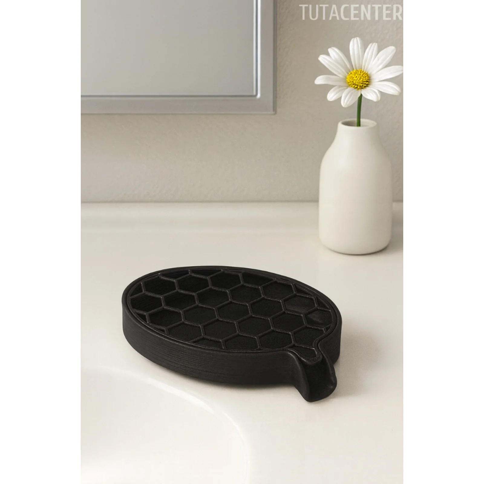 Petek Desenli Su Tahliyeli Sabunluk Standı Modern Banyo Standı