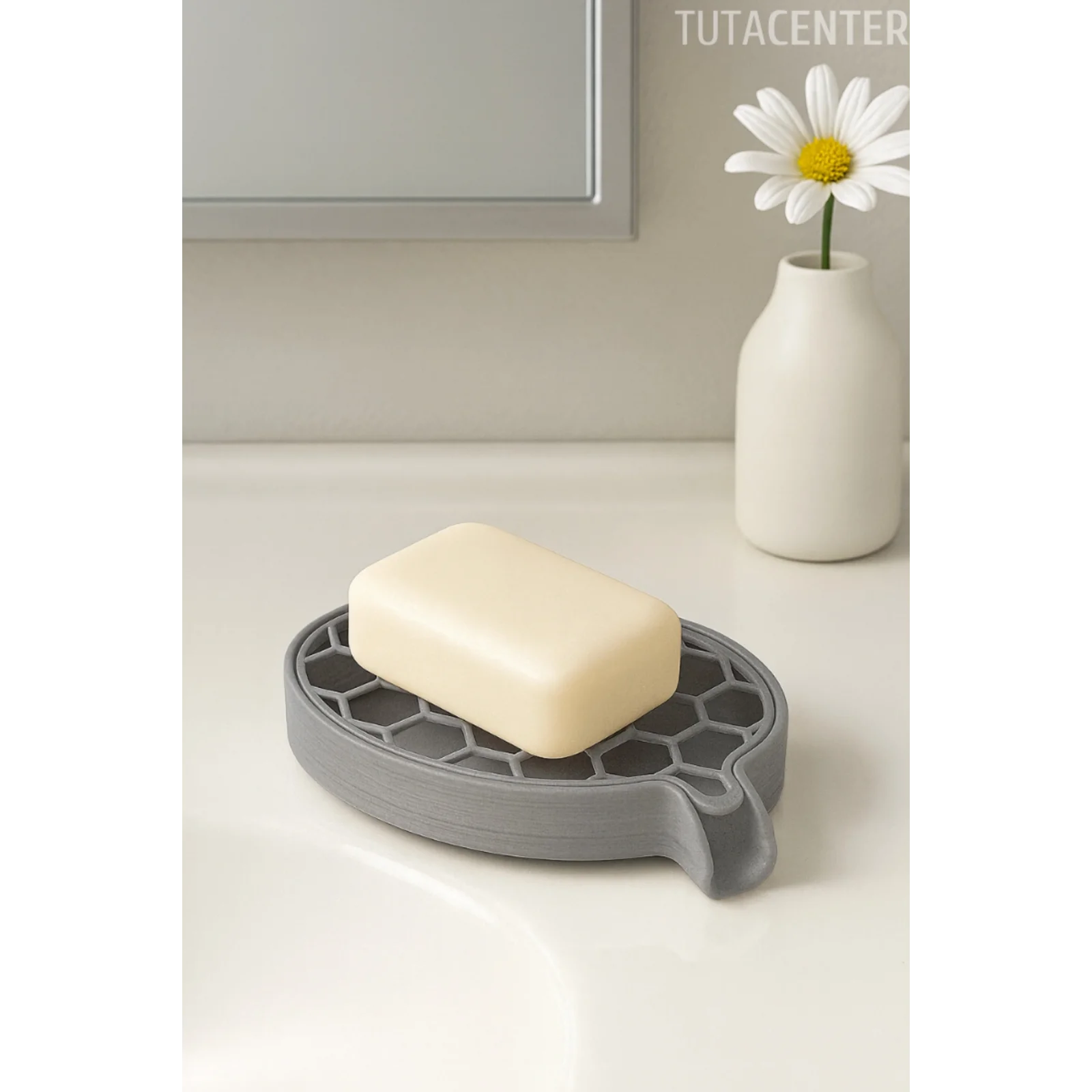 Petek Desenli Su Tahliyeli Sabunluk Standı Modern Banyo Standı