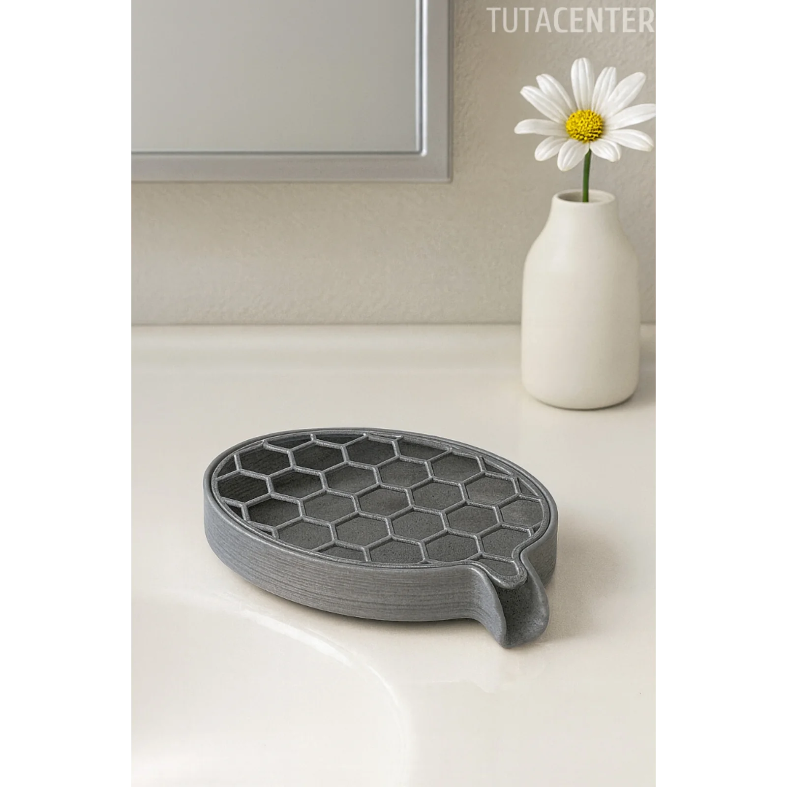 Petek Desenli Su Tahliyeli Sabunluk Standı Modern Banyo Standı