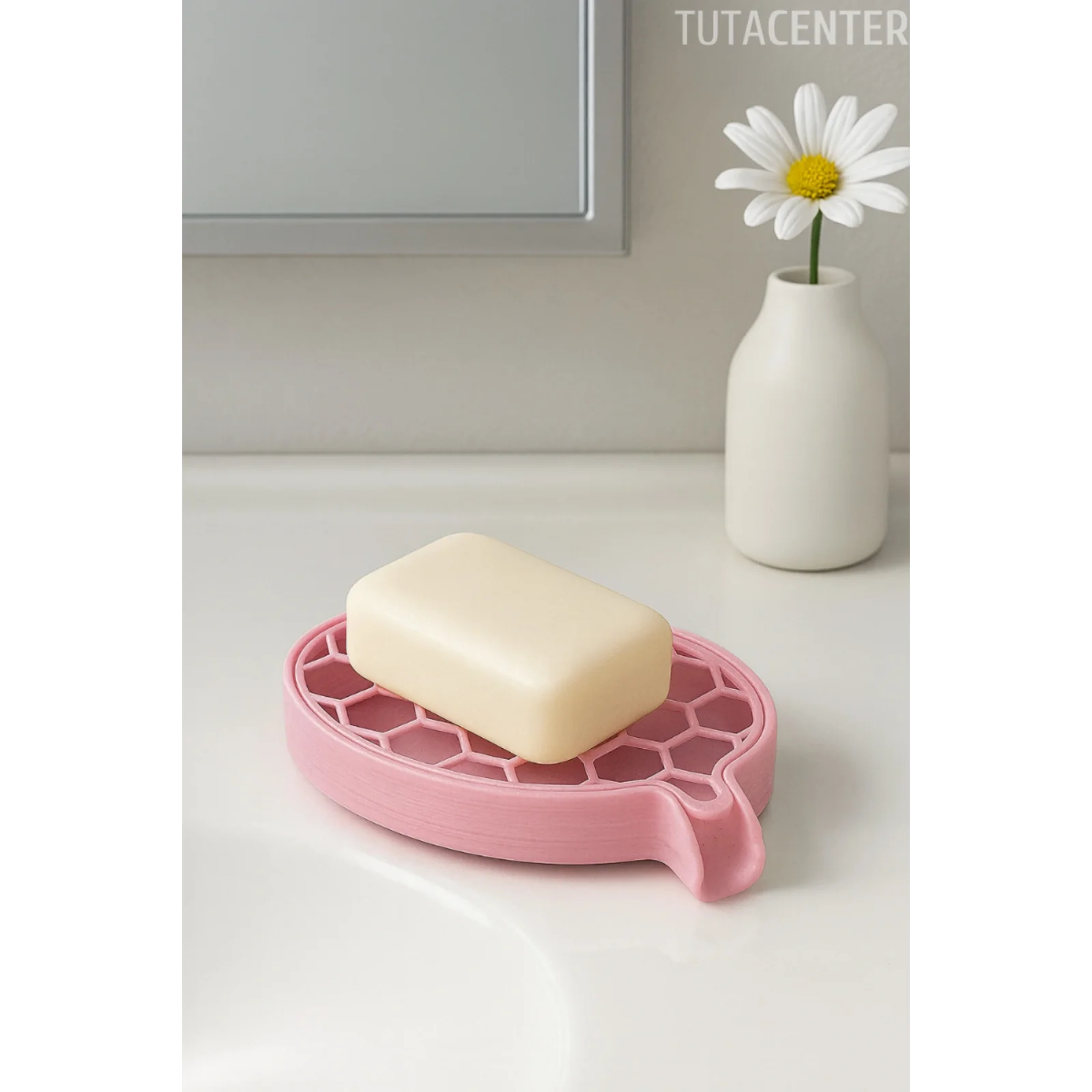 Petek Desenli Su Tahliyeli Sabunluk Standı Modern Banyo Standı