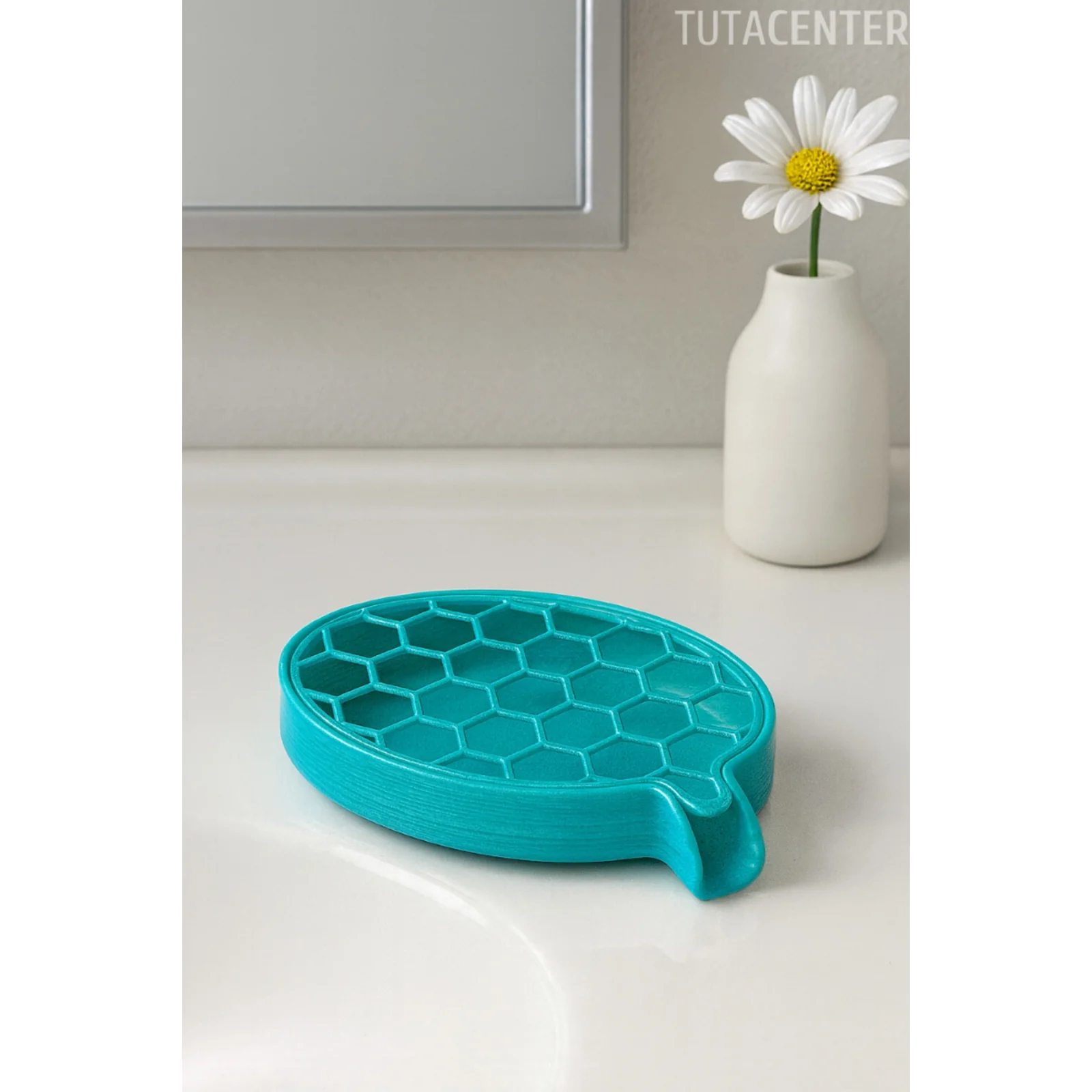 Petek Desenli Su Tahliyeli Sabunluk Standı Modern Banyo Standı