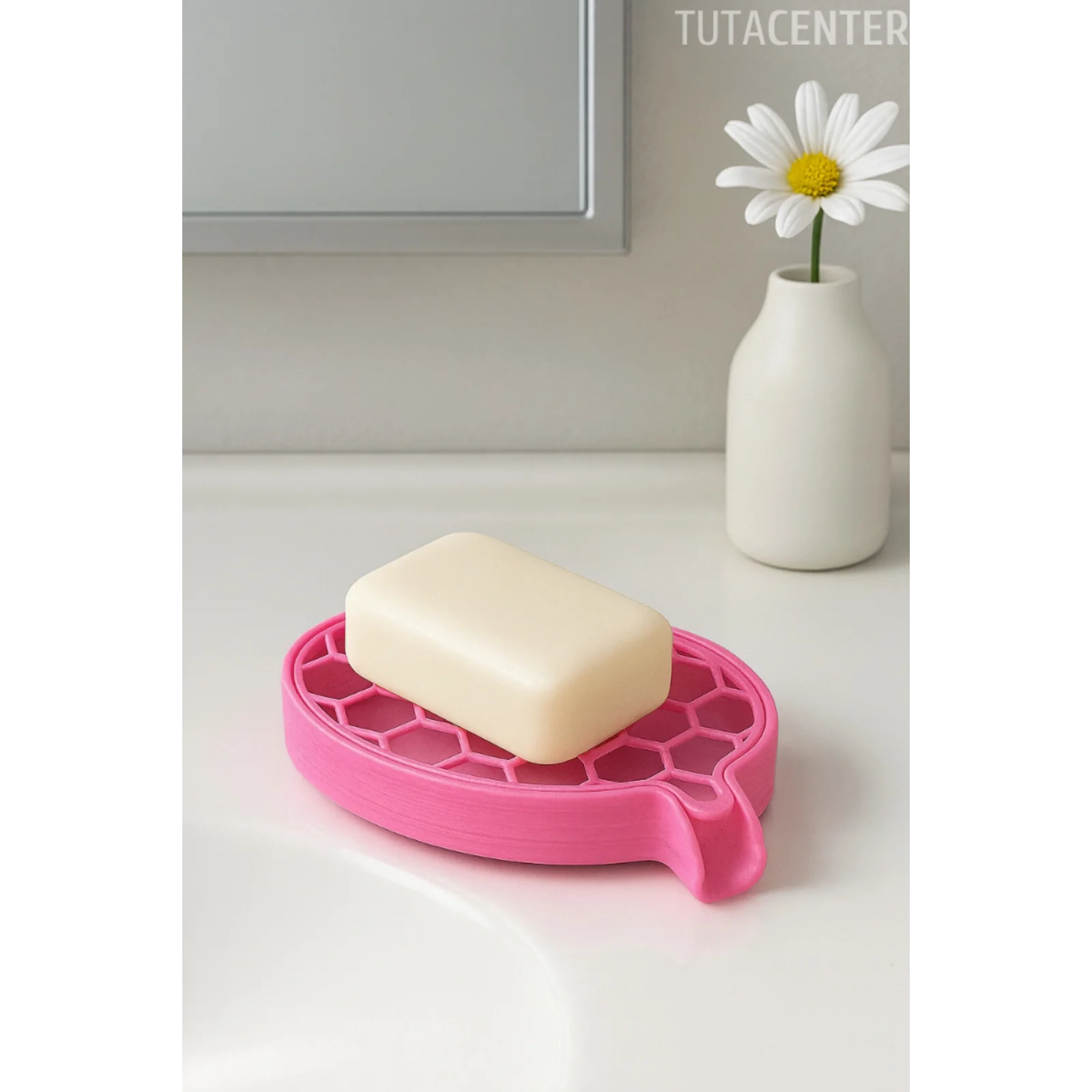 Petek Desenli Su Tahliyeli Sabunluk Standı Modern Banyo Standı