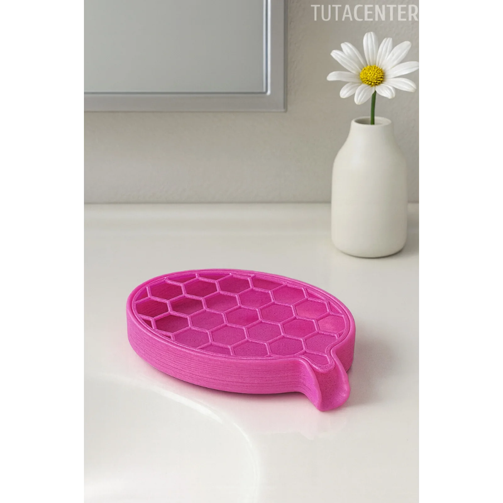 Petek Desenli Su Tahliyeli Sabunluk Standı Modern Banyo Standı