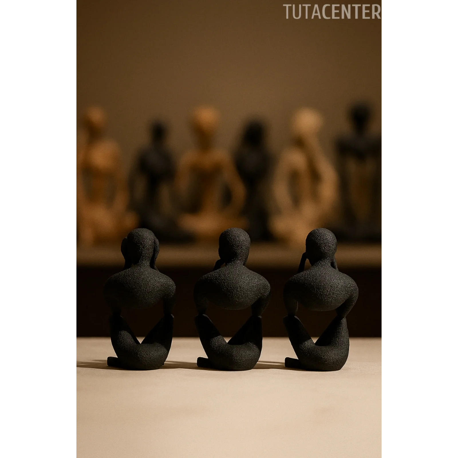 3lü Kötülüğü Görme Duyma Konuşma Iskandinav Tarzı Biblo Heykel Figür Dekor Ev Dekorasyon (10CM)