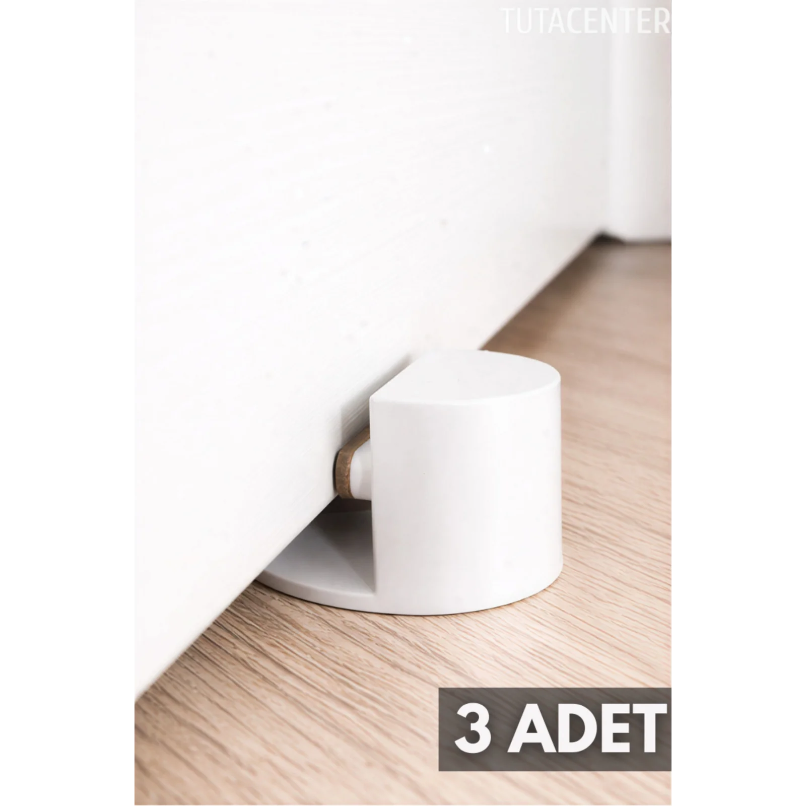 Kapı Altı Stoperi 3lü Set - Dekoratif & Yapışkanlı Taban - Plastik Kapı Tutacağı - Duvar Koruyucu
