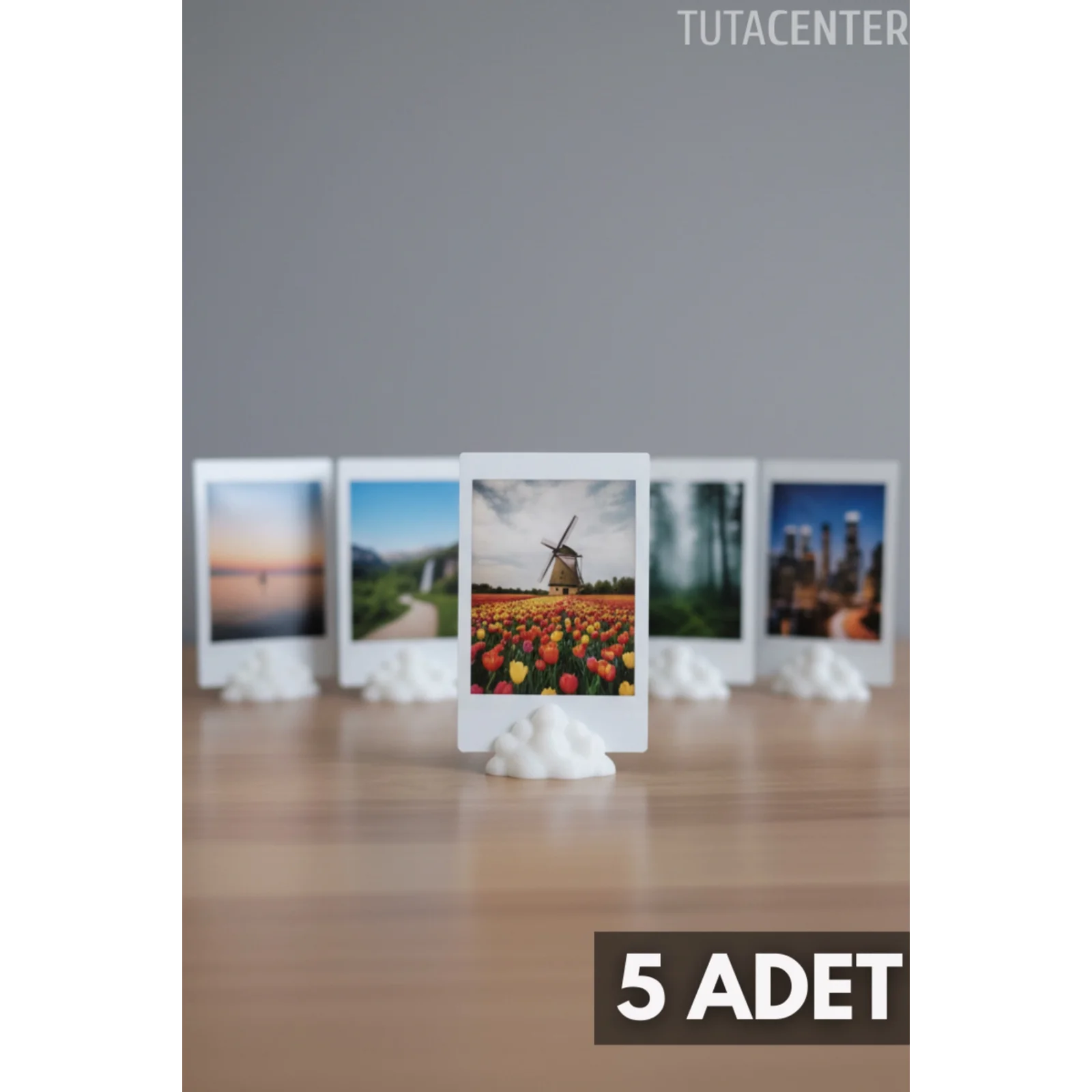 Bulut Şekilli Fotoğraf Tutucu 5’li Set – Dekoratif Plastik Masa Üstü Fotoğraf ve Not Standı